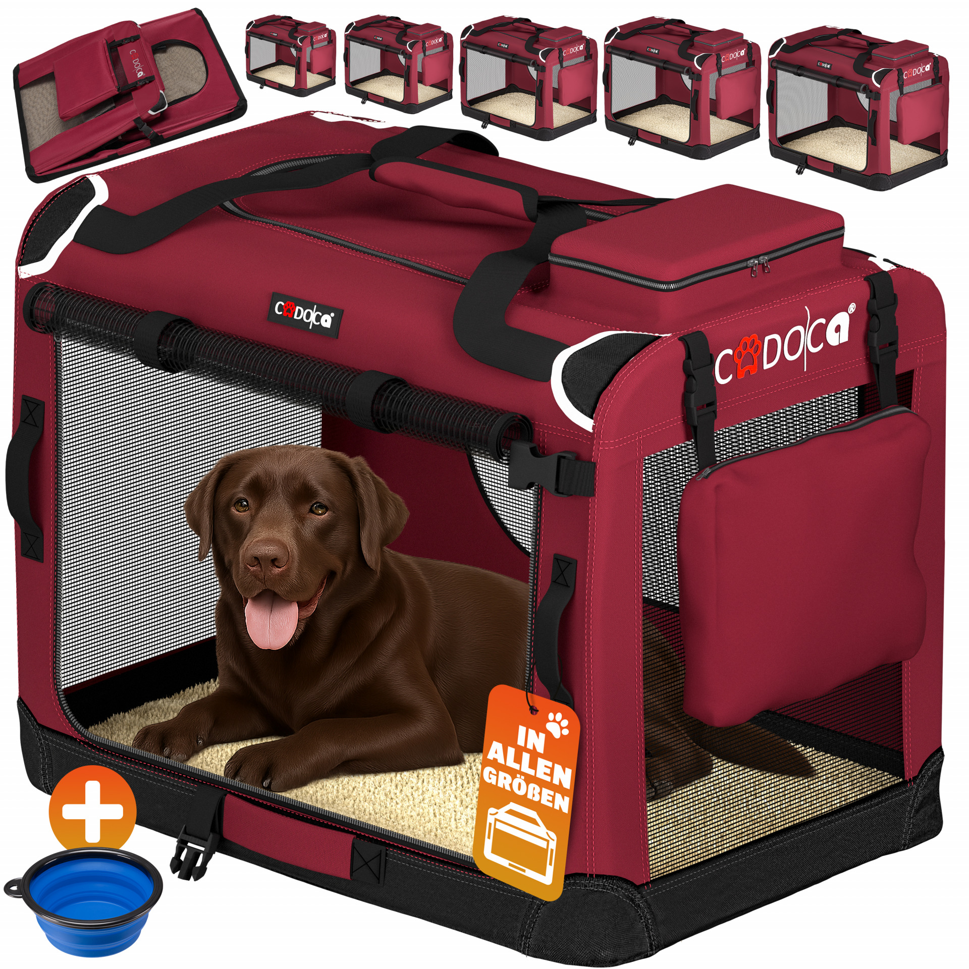 Hundebox faltbar XXL 90x60x66cm Dunkelrot
