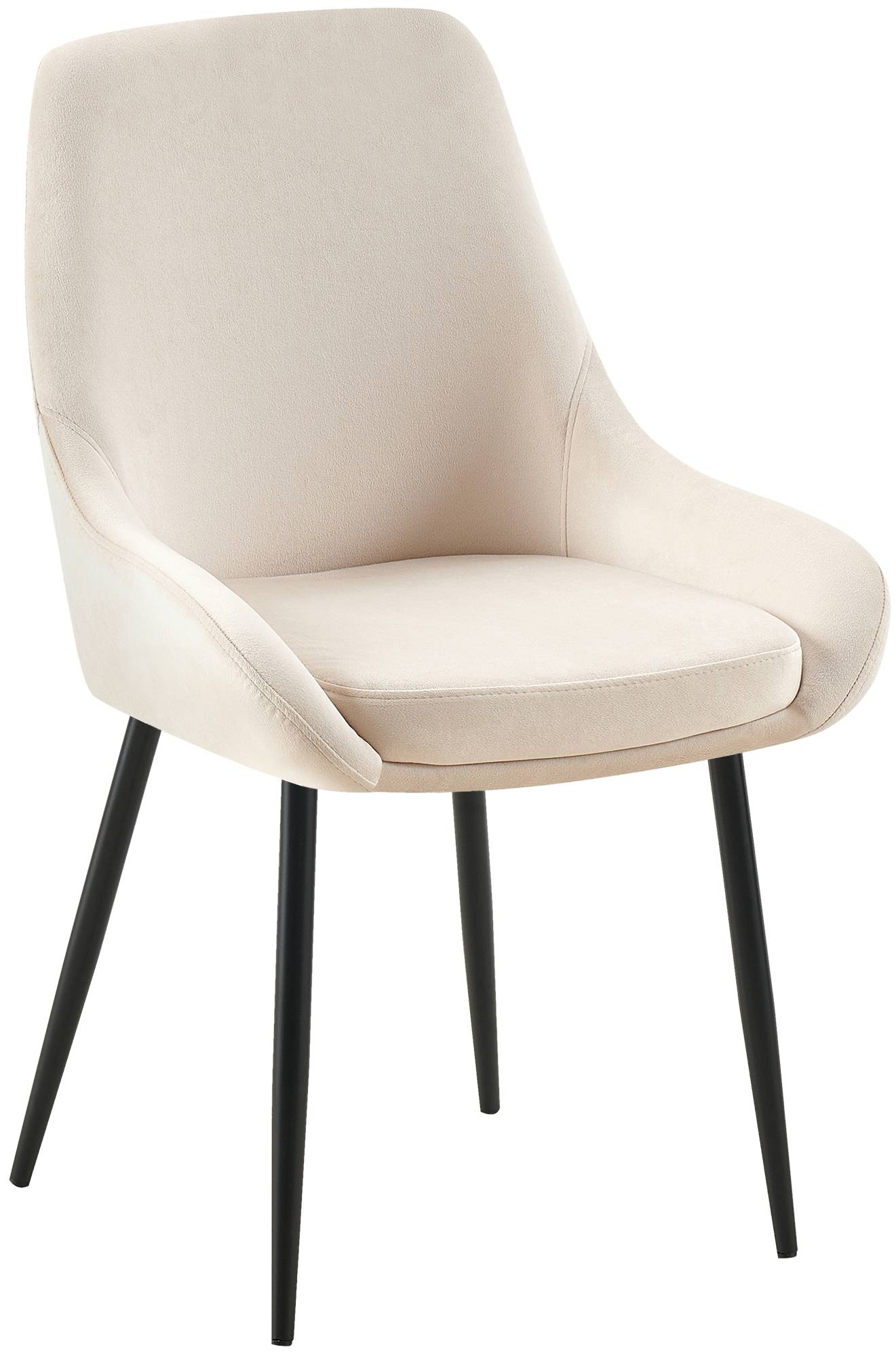 2er Set Esszimmerstuhl Elmira Samt schwarz, creme