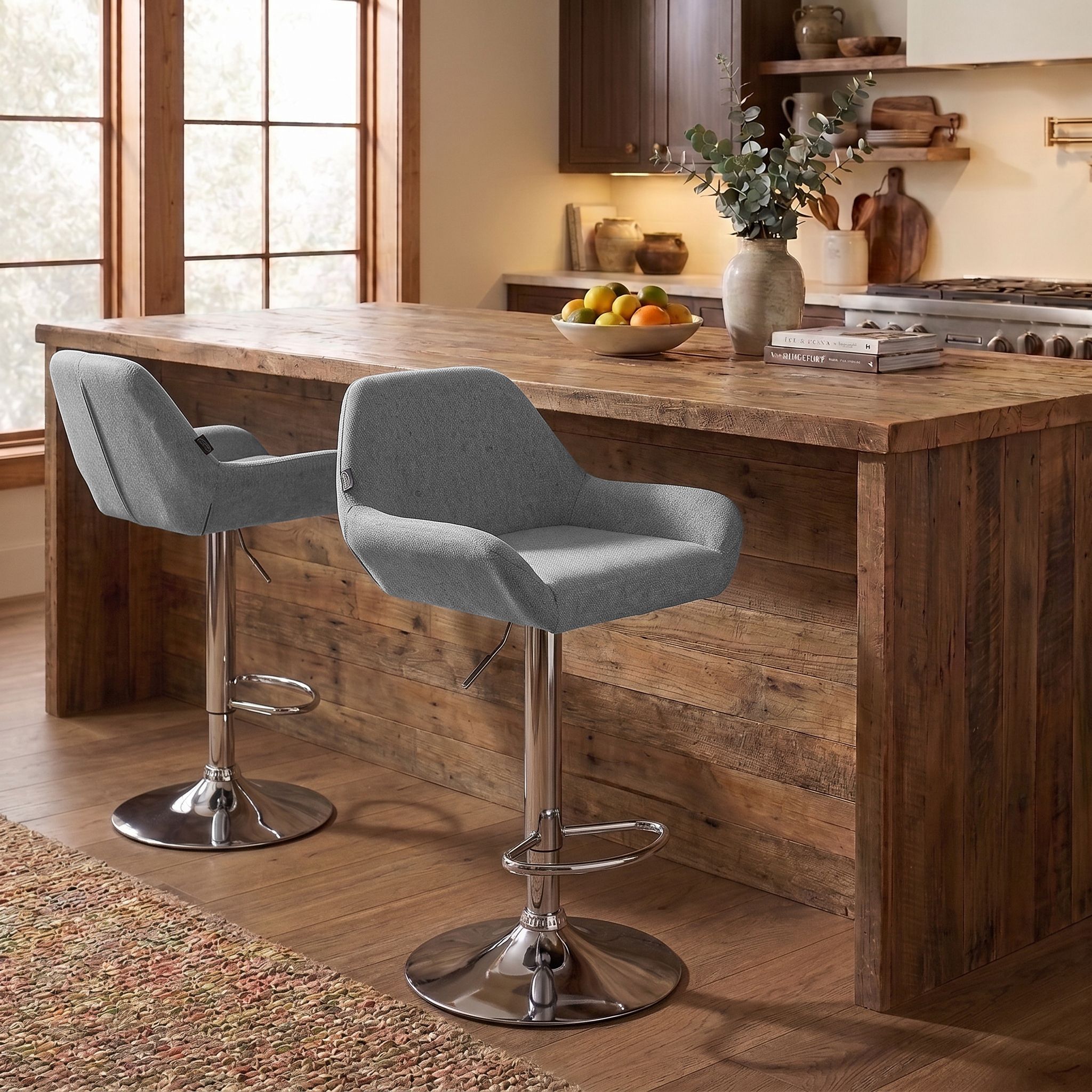 Barhocker Braga Stoff chrom, grau
