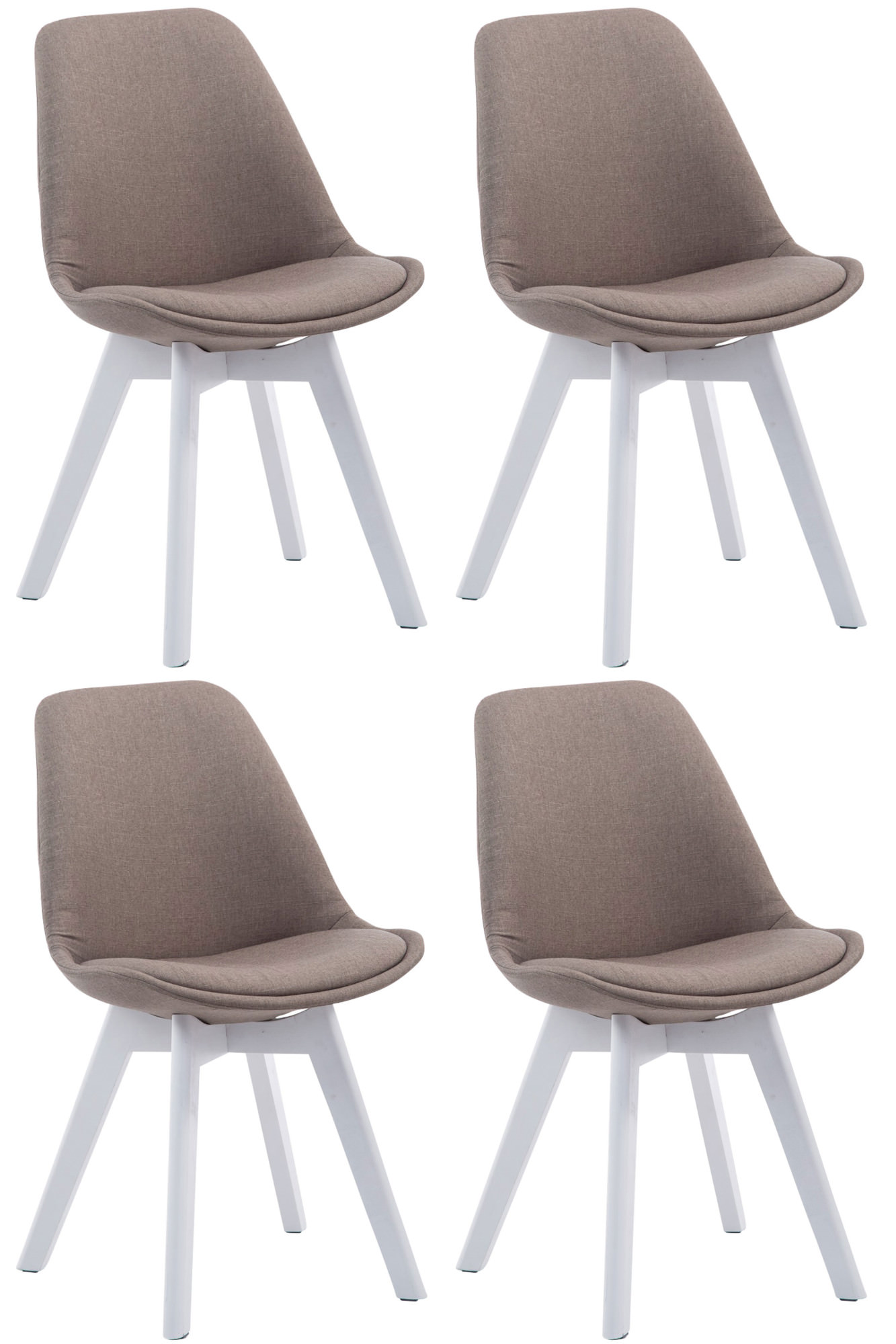 4er Set Besucherstühle Borneo V2 Weiß Stoff, taupe
