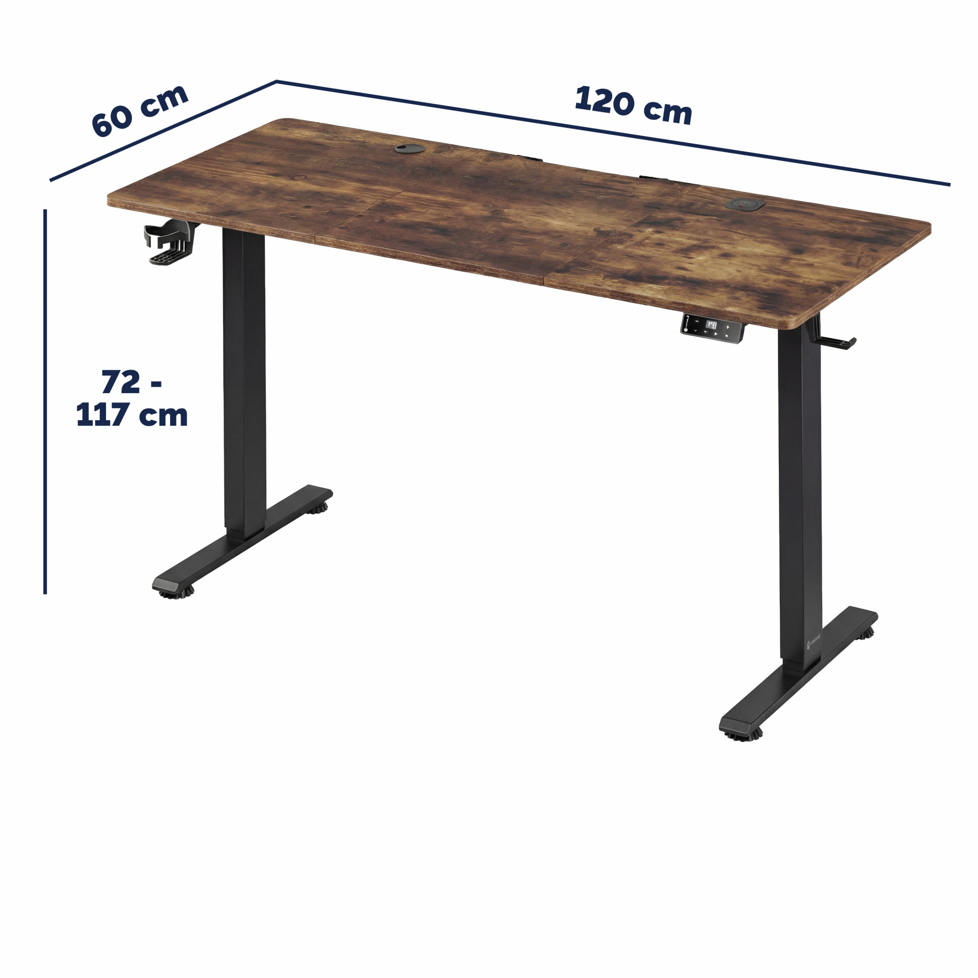 Höhenverstellbarer Schreibtisch Braun 120x60x72-117cm