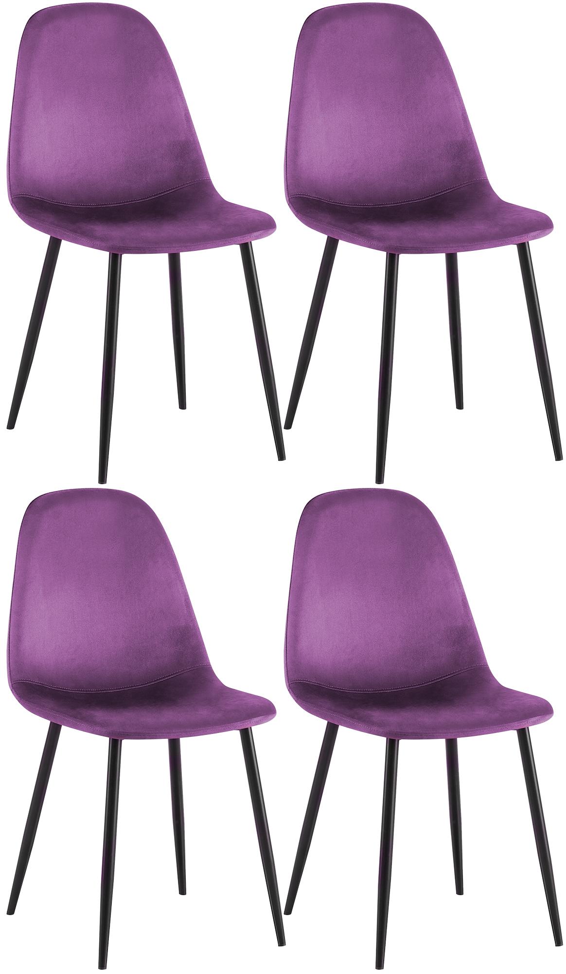 4er Set Esszimmerstühle Napier Samt, lila