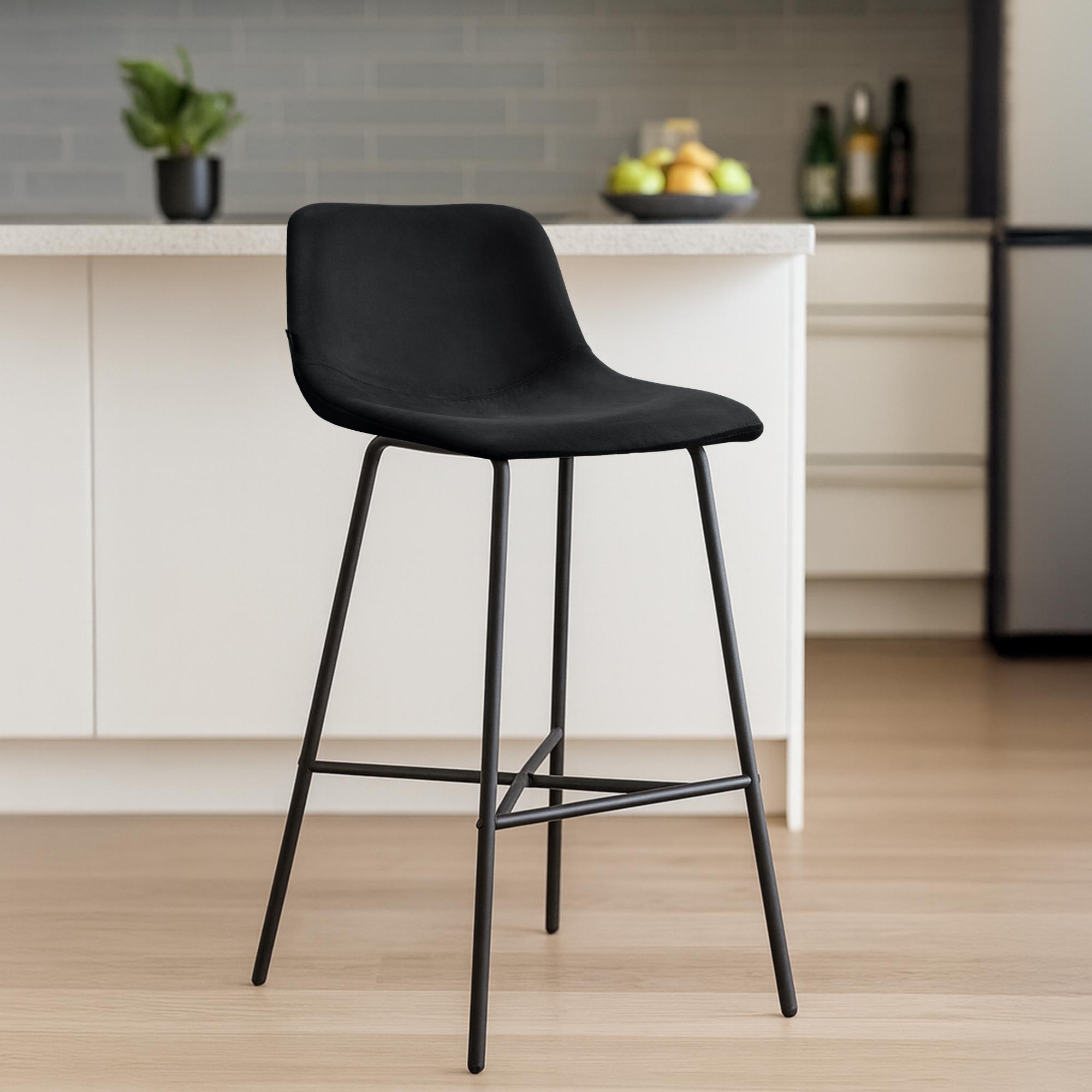 Barhocker Altona Samt, schwarz