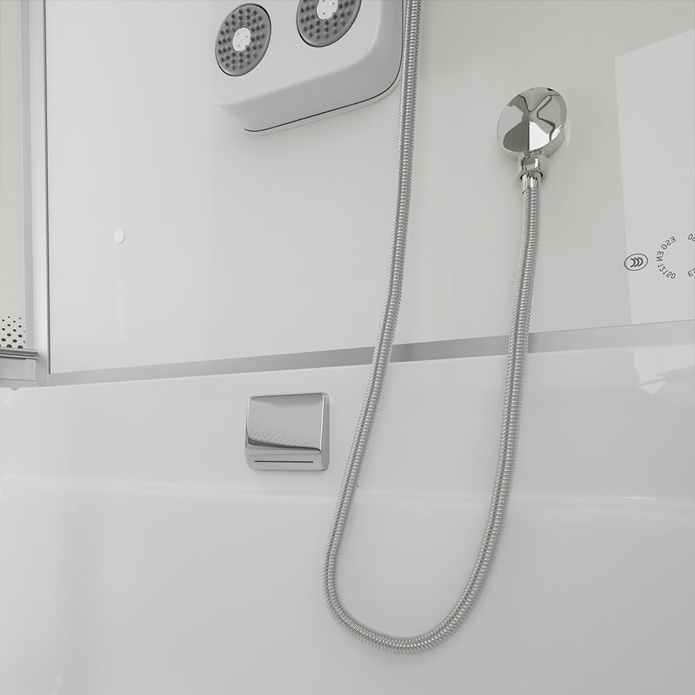 Duschkabine mit Badewanne ALLIN 2IN1 - 170 x 90 Weiß Links