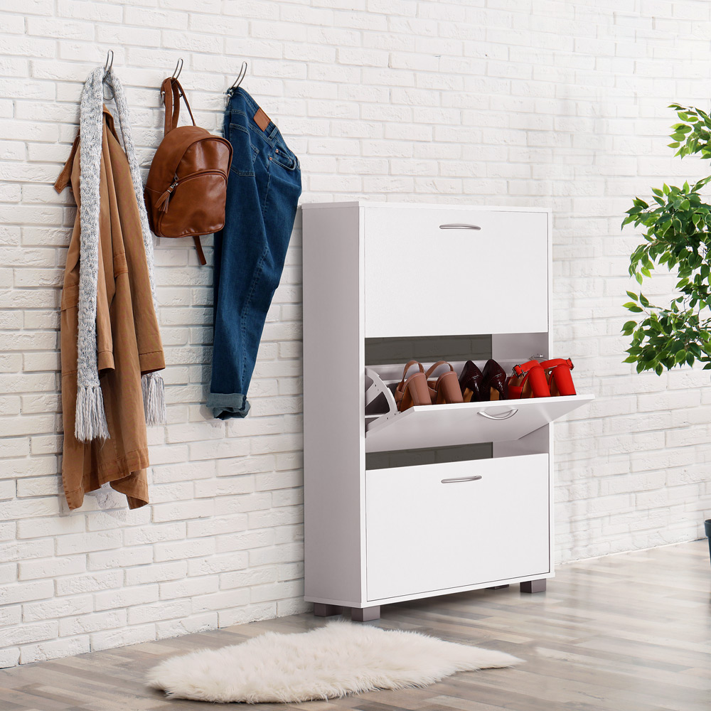 Schuhschrank mit 3 Klappen Weiß