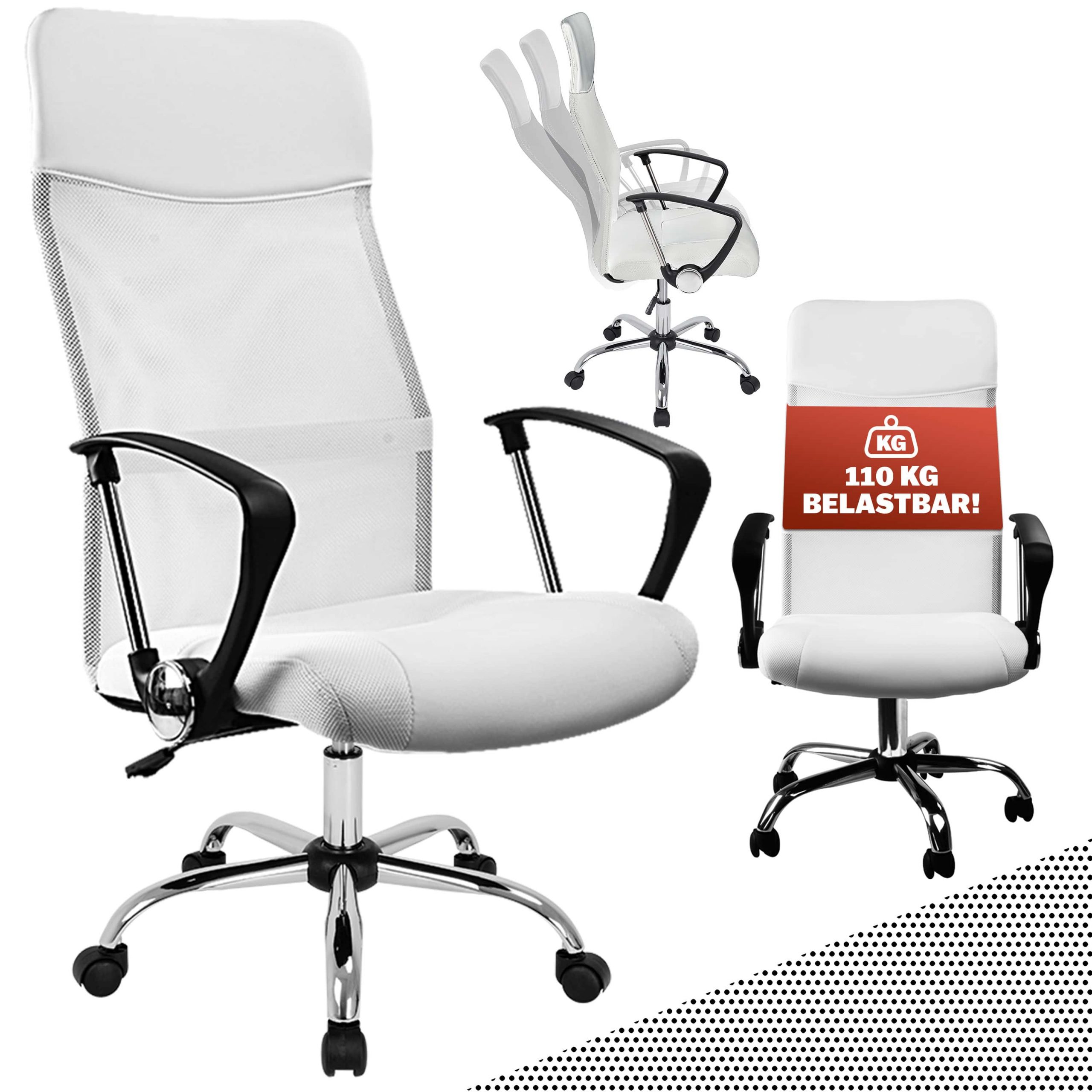 Bürostuhl Deluxe Weiß mit Netz
