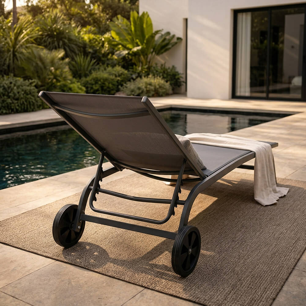 Gartenliege NAILEA DELUXE mit Rollen - Anthrazit
