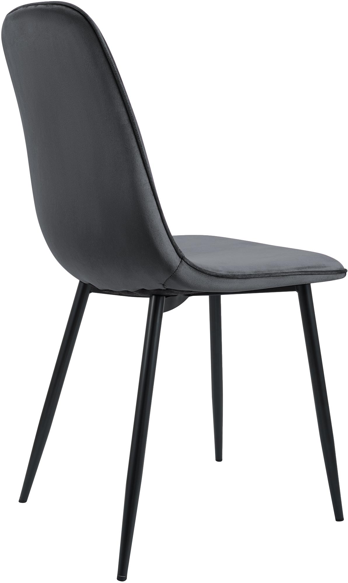 4er Set Esszimmerstuhl Maryam Samt, dunkelgrau