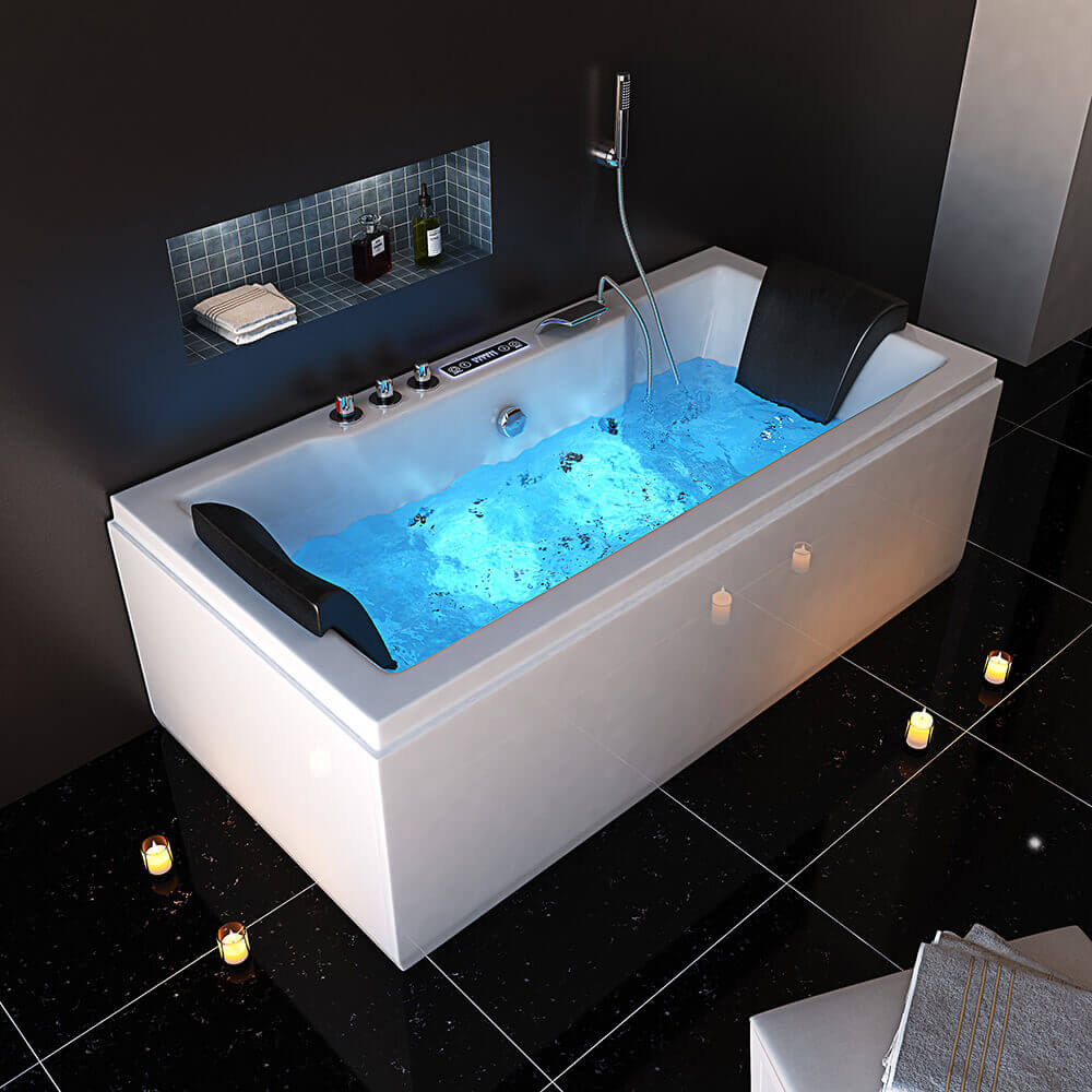 Whirlpool Badewanne mit Lichttherapie LAGUNA PURE M - 180 x 90 cm