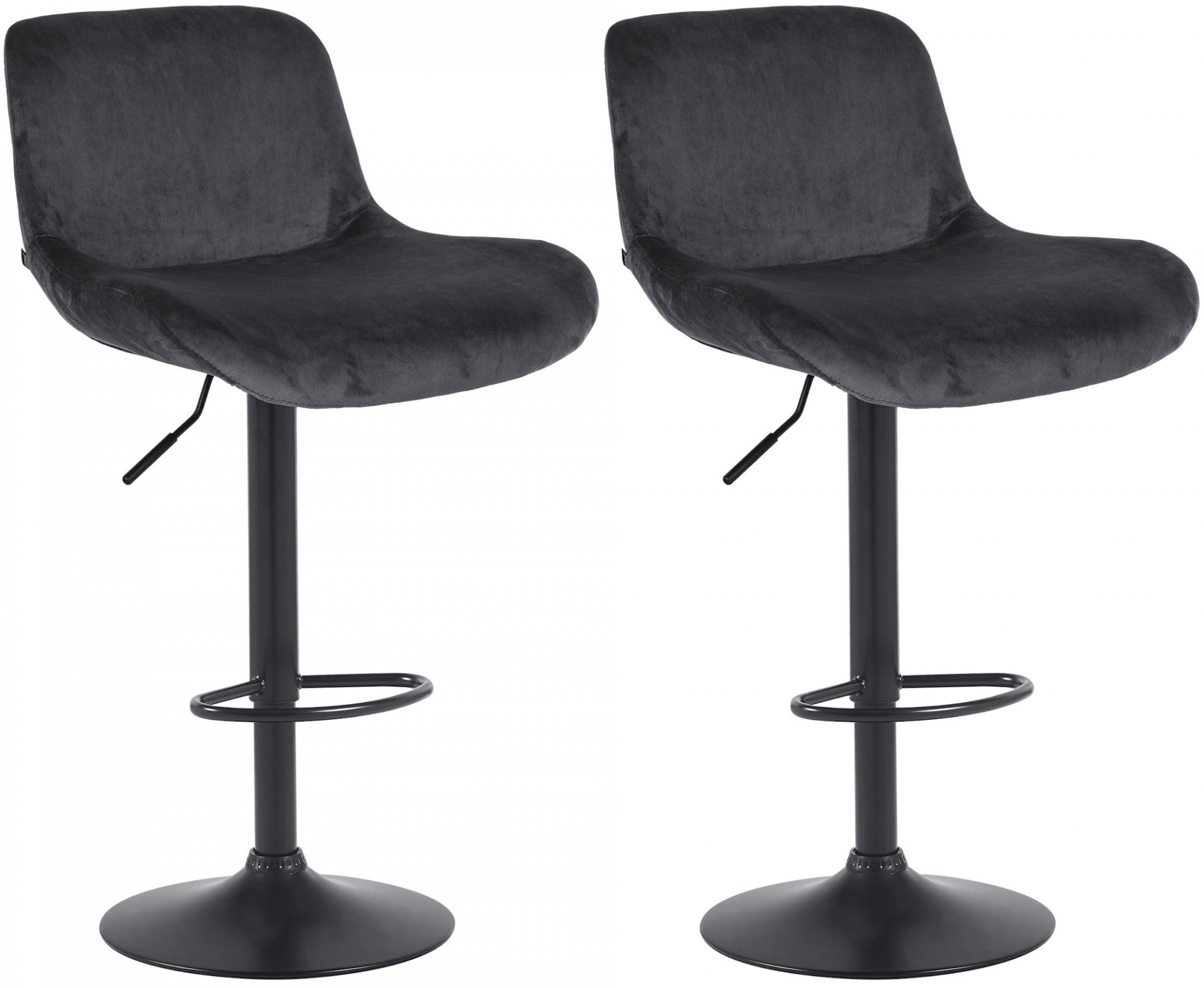 2er Set Barhocker Solon Schwarz Samt, schwarz