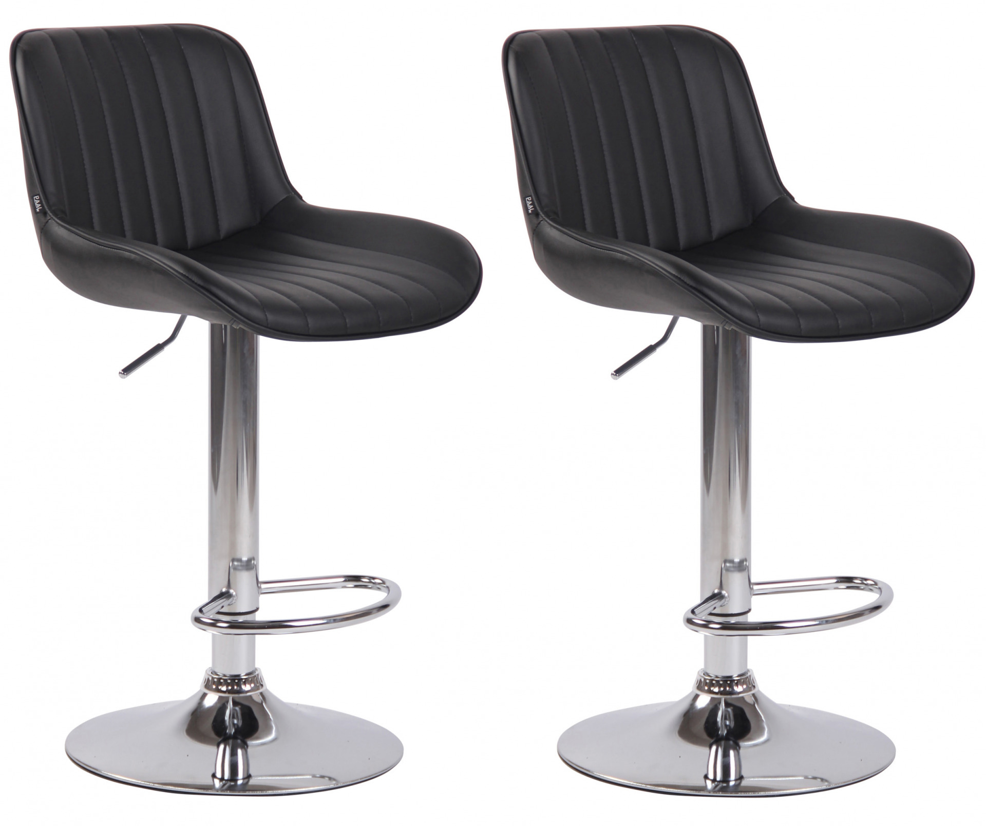 2er Set Barhocker Lentini Kunstleder chrom, schwarz