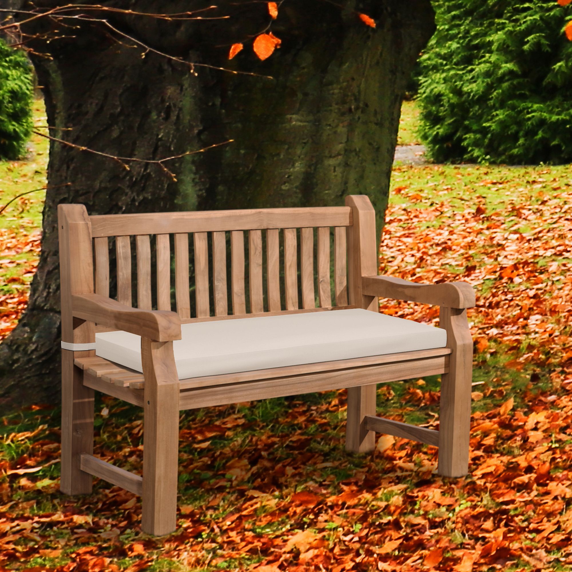 Teakbank Daxon mit Sitzkissen 120 cm, creme
