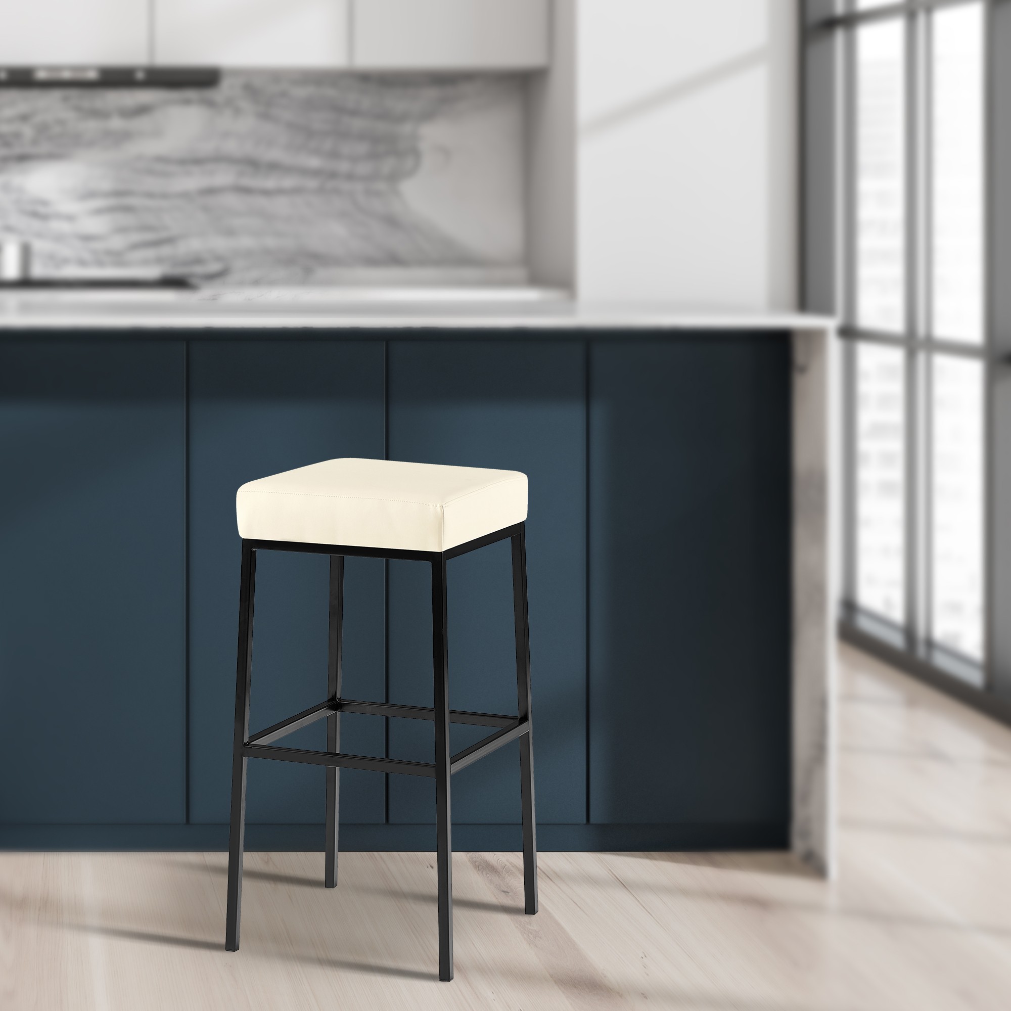 2er Set Barhocker Montreal 80 Kunstleder schwarz, creme