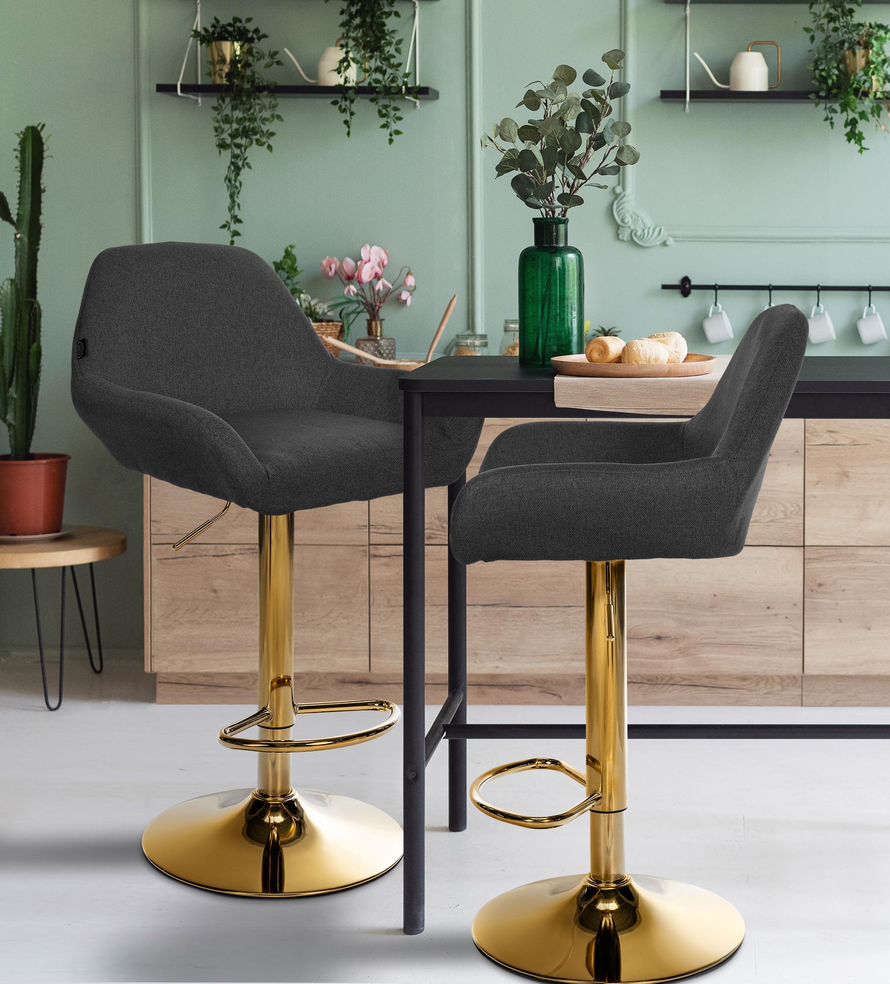 Barhocker Braga Gold Stoff, schwarz