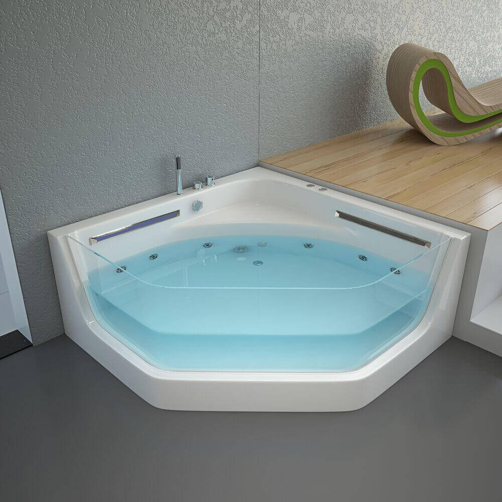Whirlpool Badewanne mit Lichttherapie PACIFICO - 150 x 150 cm