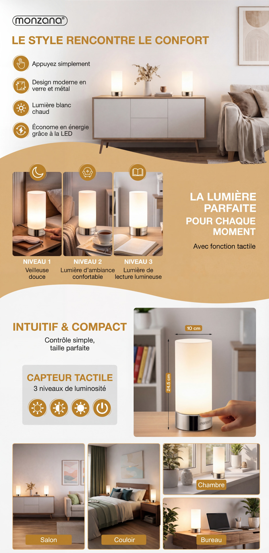 Tischlampe Golau 2er-Set Weiß