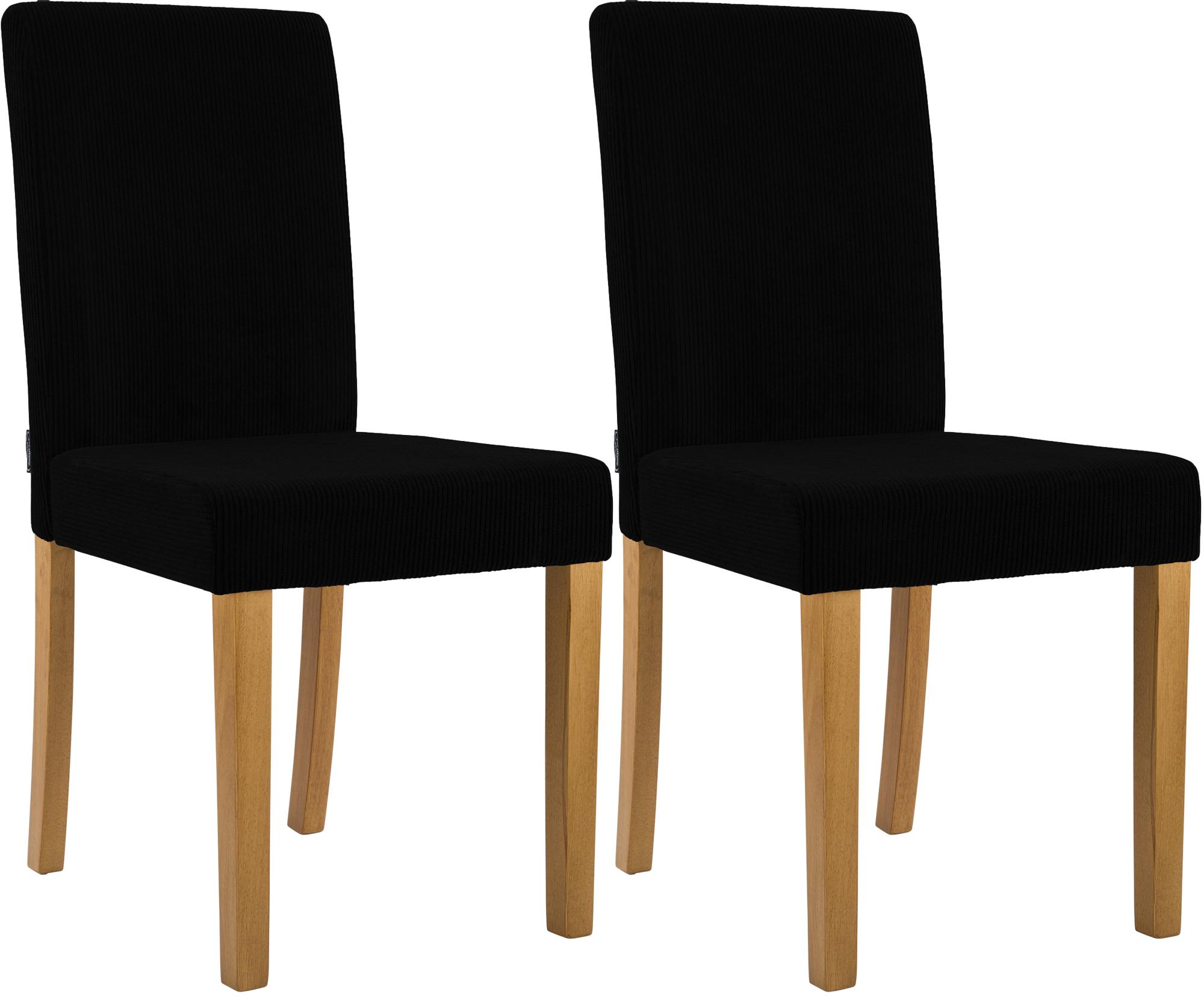 2er Set Esszimmerstuhl Ina Cord antik hell, schwarz