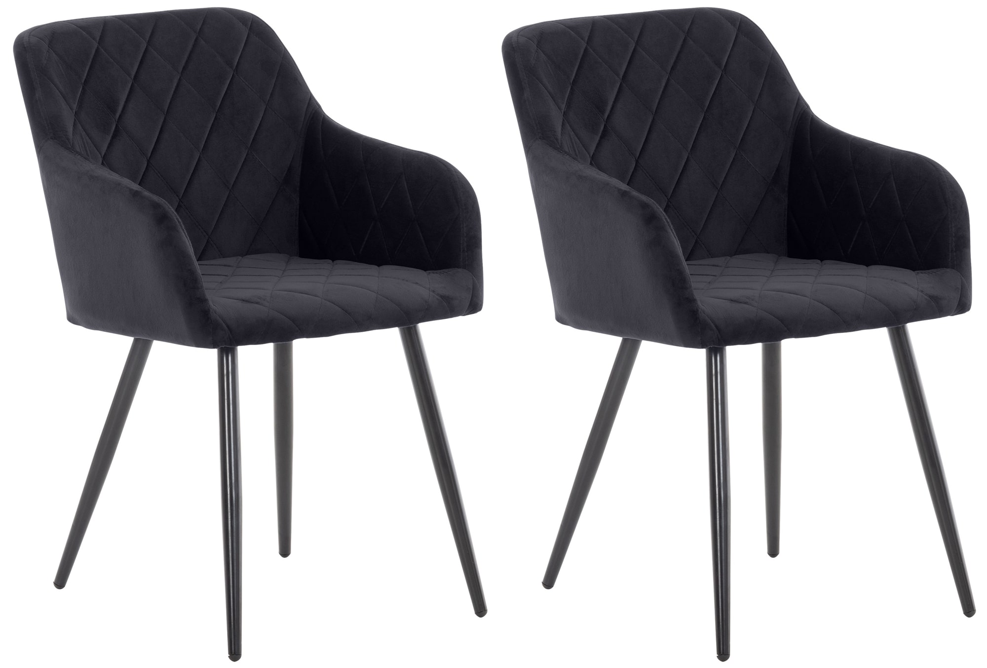 2er Set Esszimmerstuhl Shila Samt, schwarz