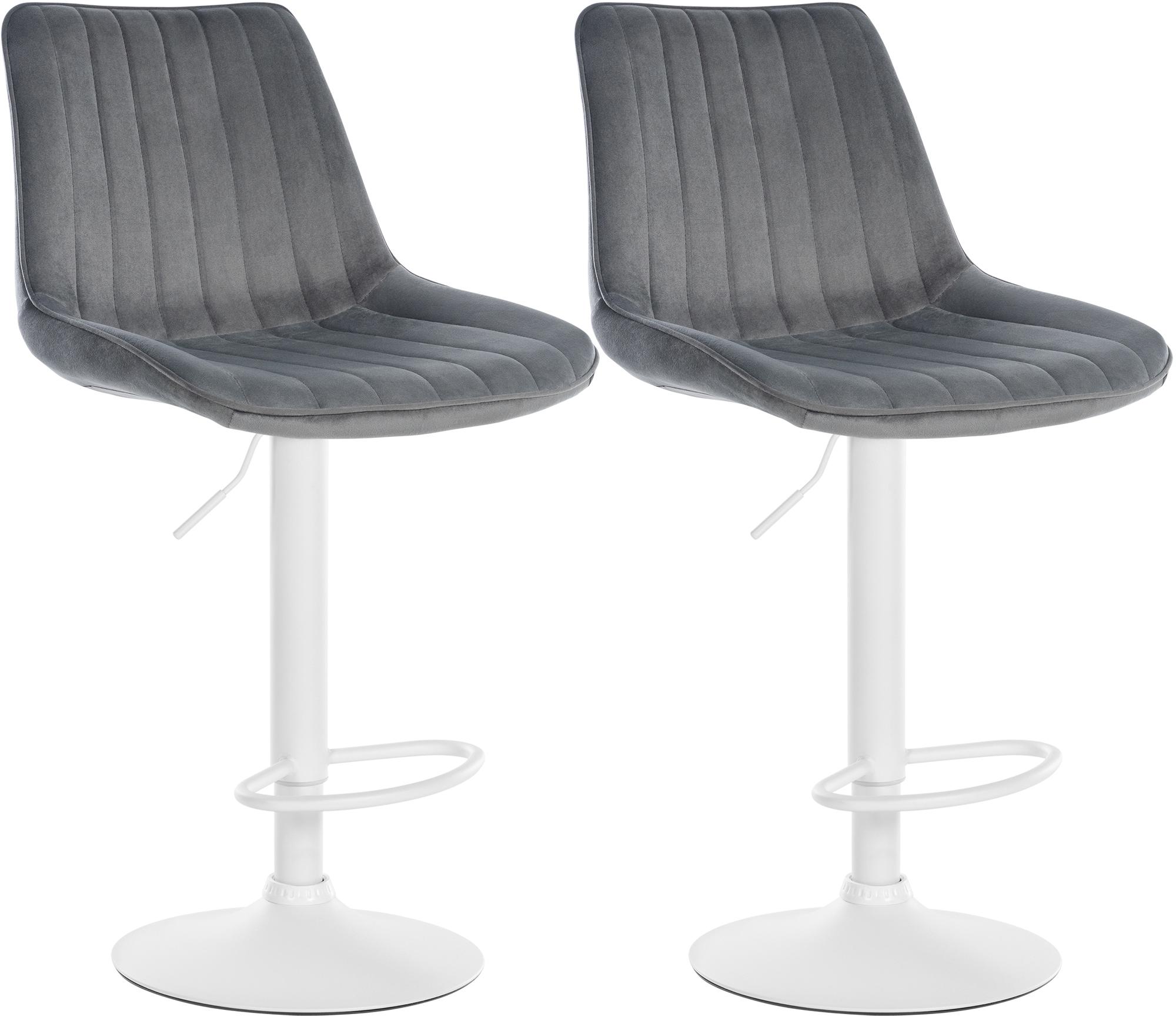 2er Set Barhocker Toni Samt weiß, dunkelgrau