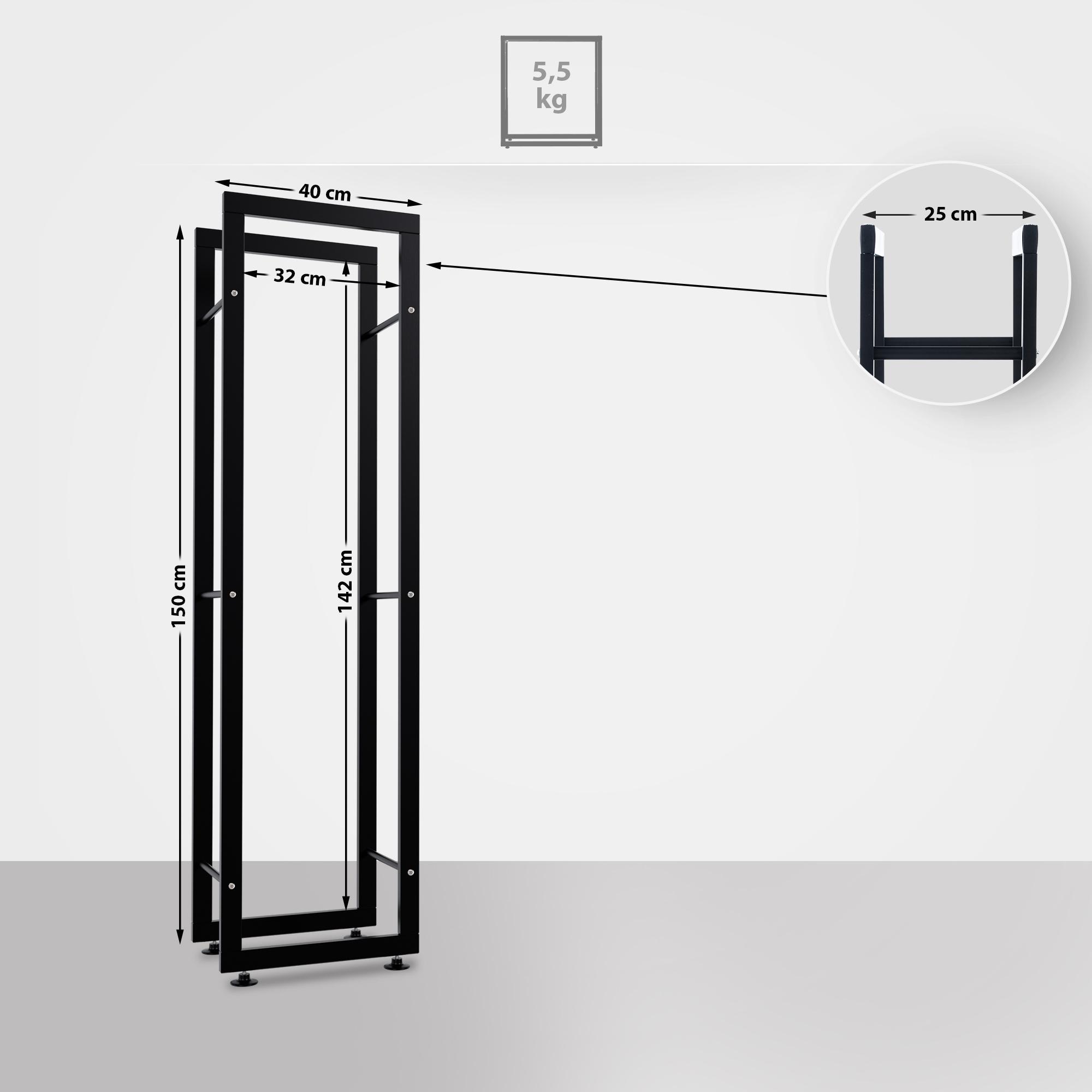Kaminholzständer Keri V2 25x40x150, schwarz