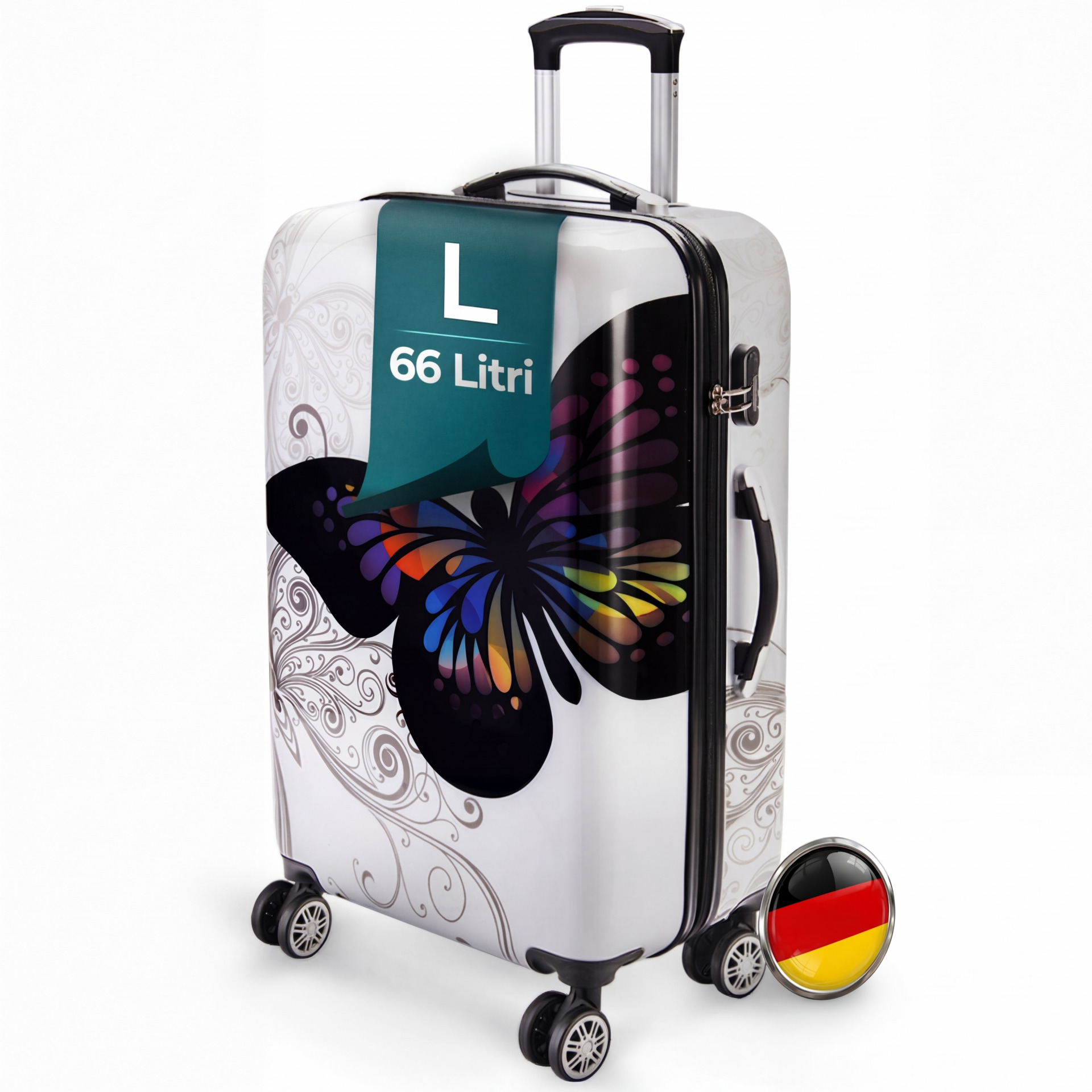 Hartschalenkoffer Rollen 360º Reisekoffer Butterfly Polycarbonat 66L