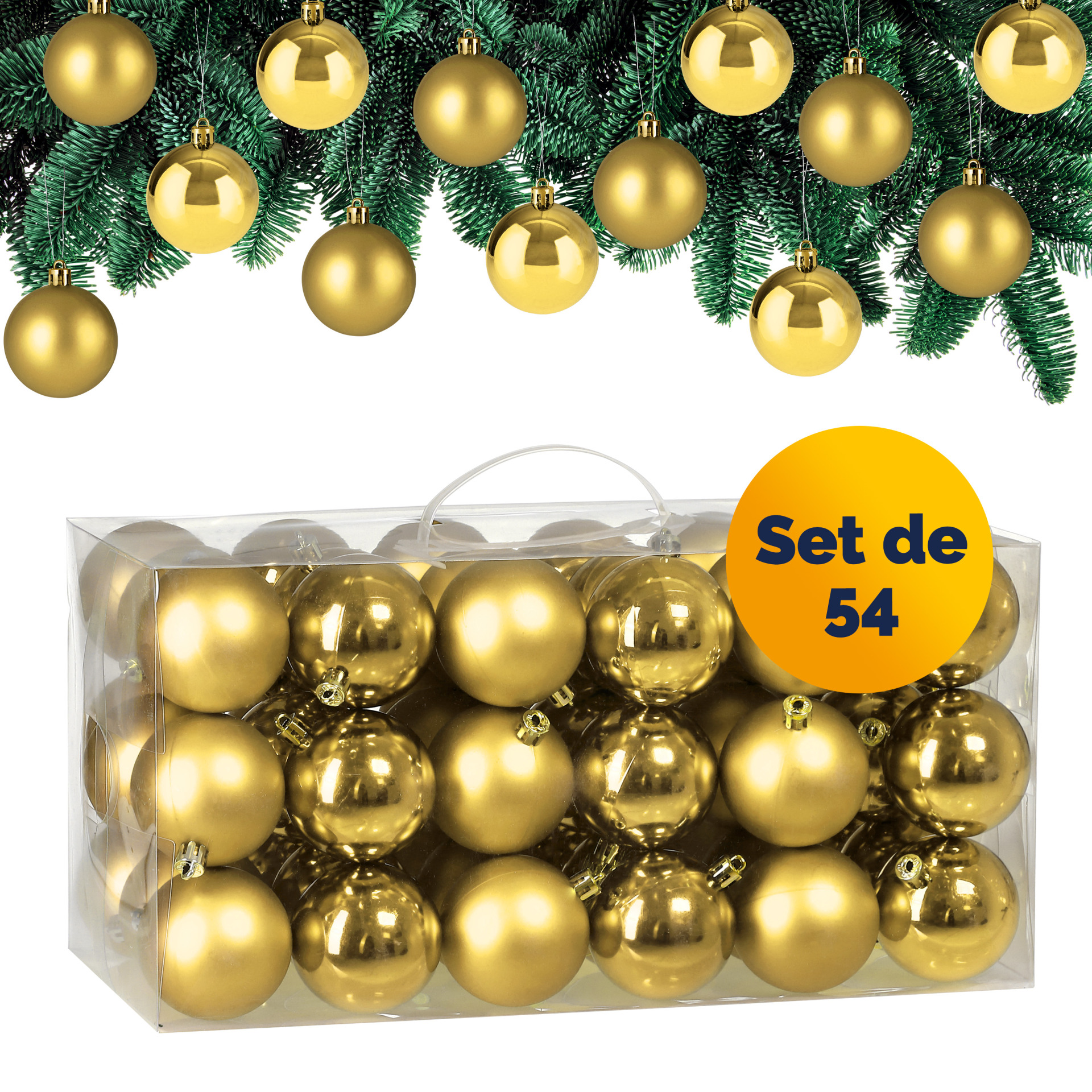 Weihnachtskugeln Gold 54-tlg in matt + glänzend
