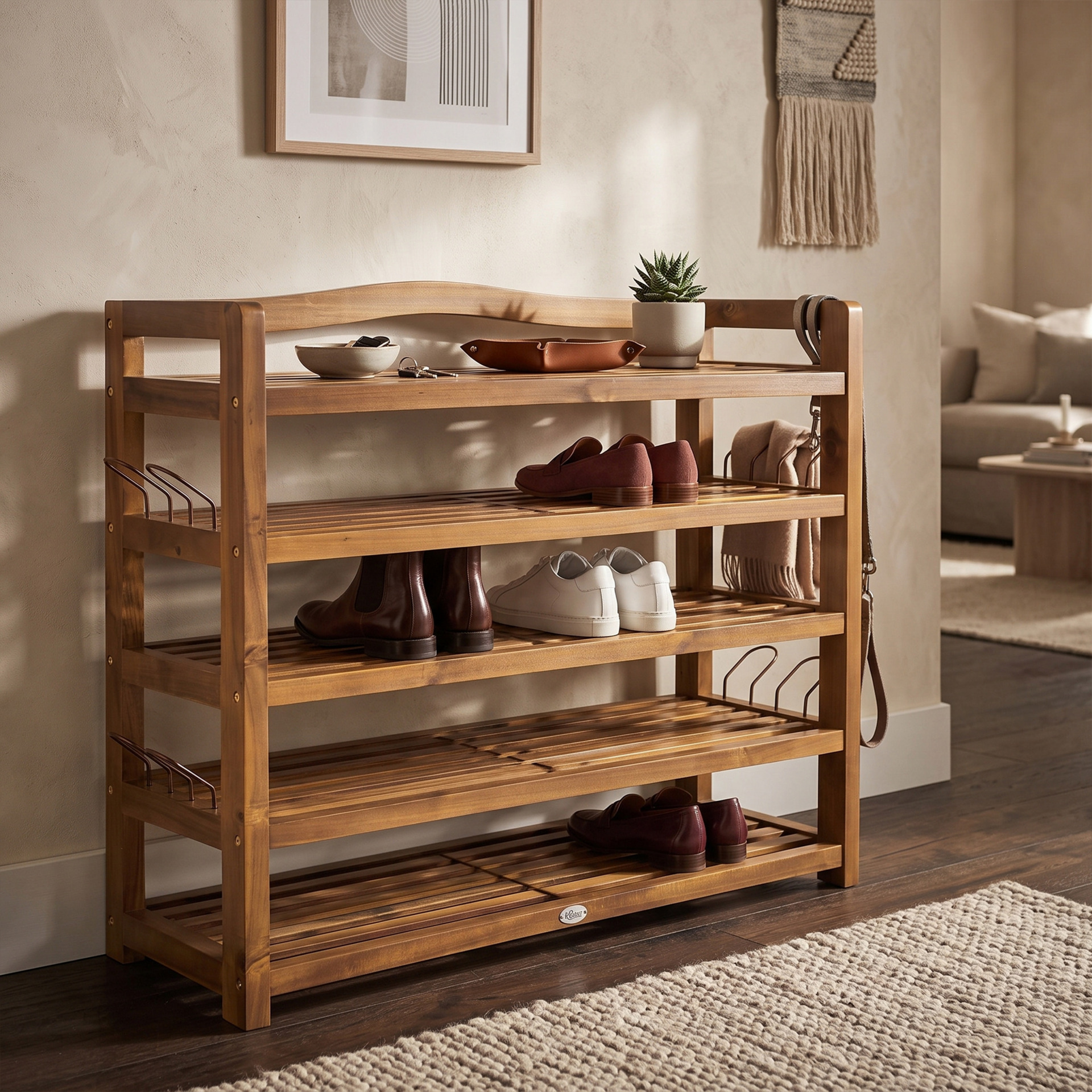 Schuhregal Akazienholz 95x26x82cm