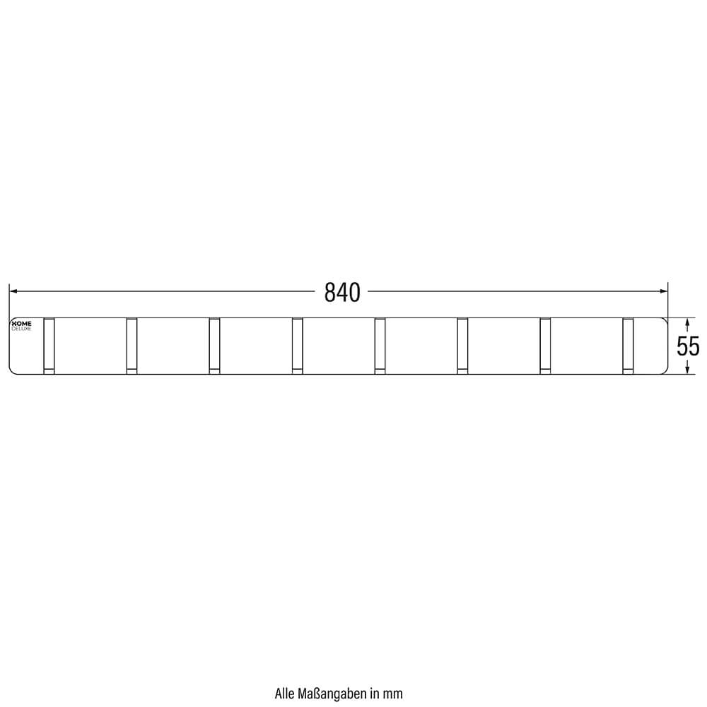 Garderobenleiste HOOK inkl. 8 Haken und Magnete - Weiß