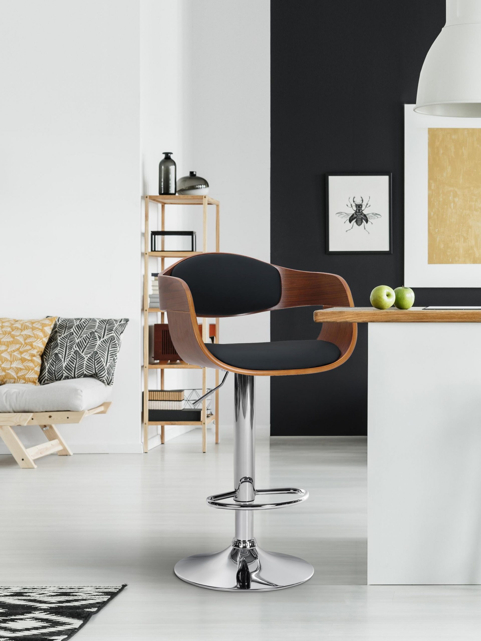 Barhocker Kingston C, walnuss/schwarz