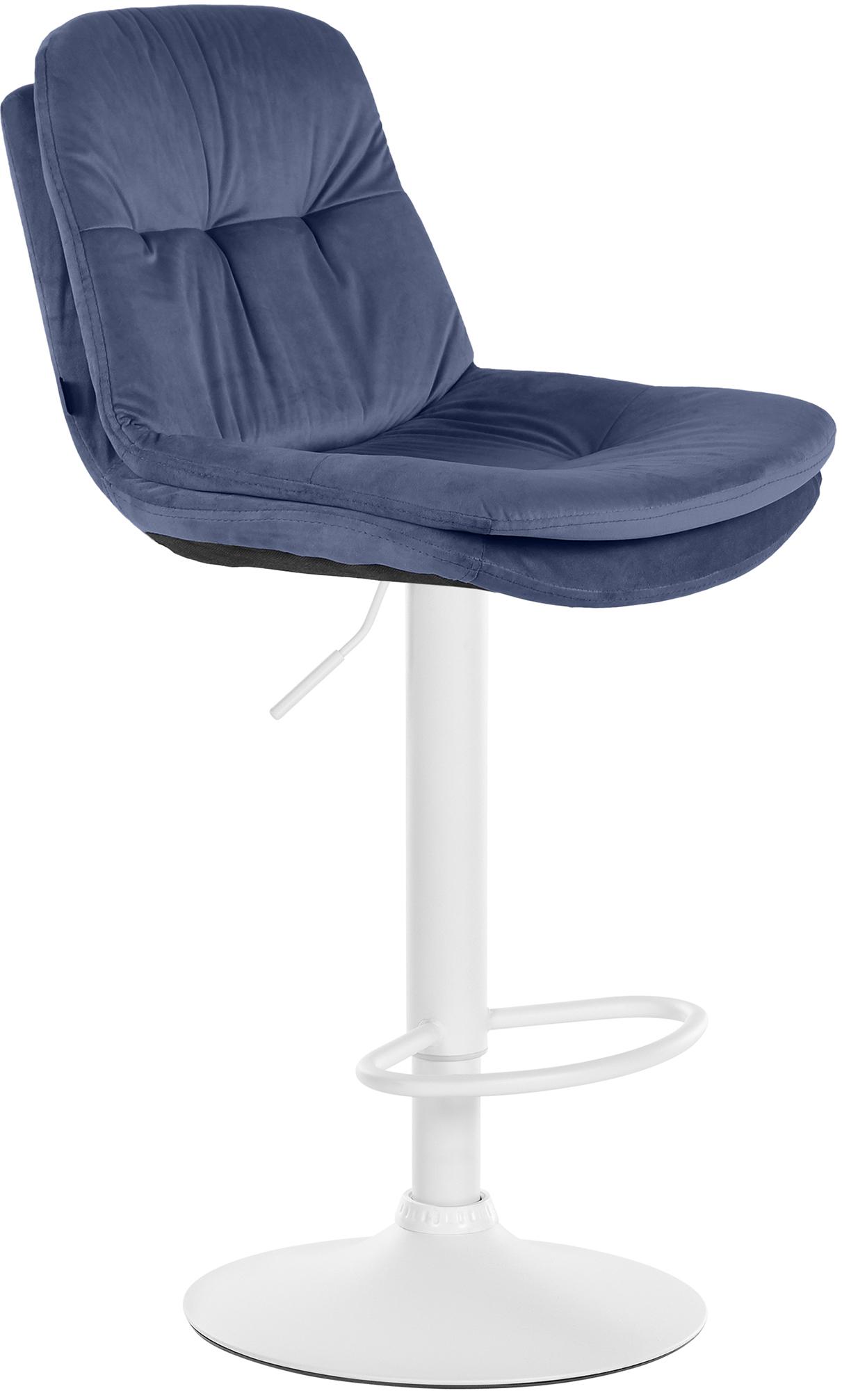 Barhocker Laurel Samt weiß, blau