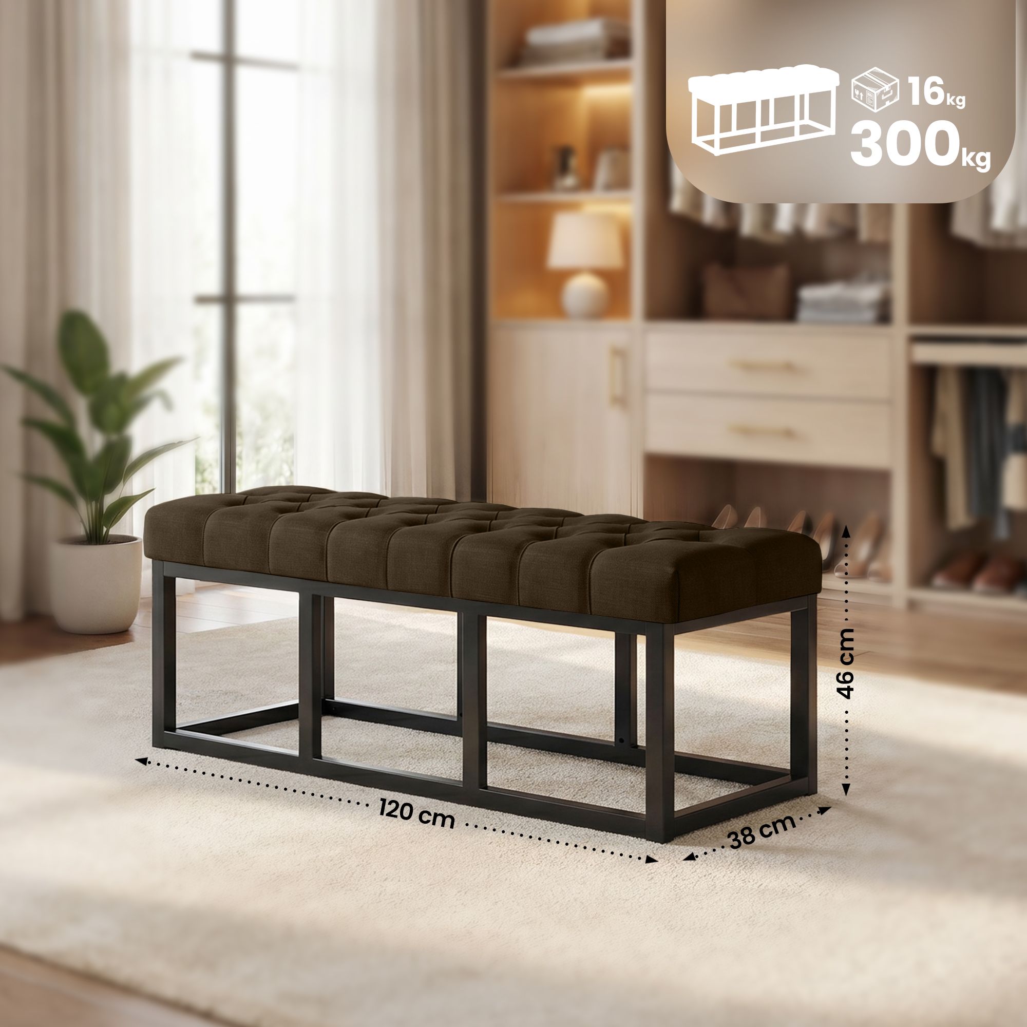 Sitzbank Amun Stoff B120, braun