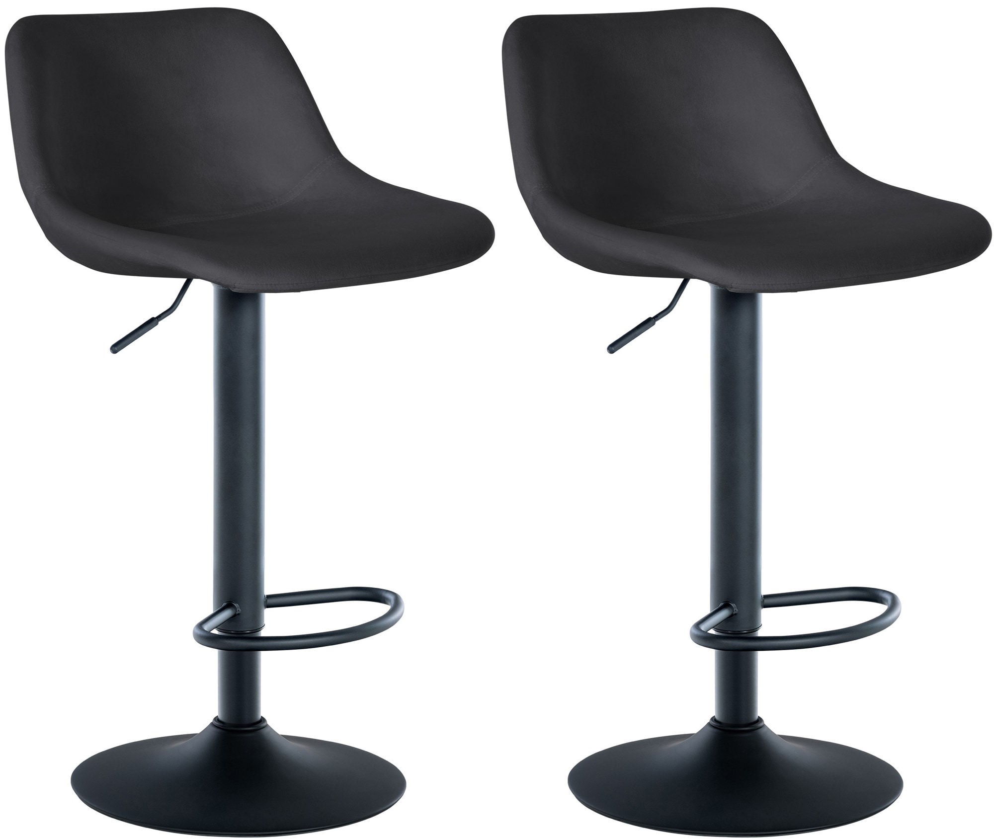 2er Set Barhocker Loft Samt, schwarz