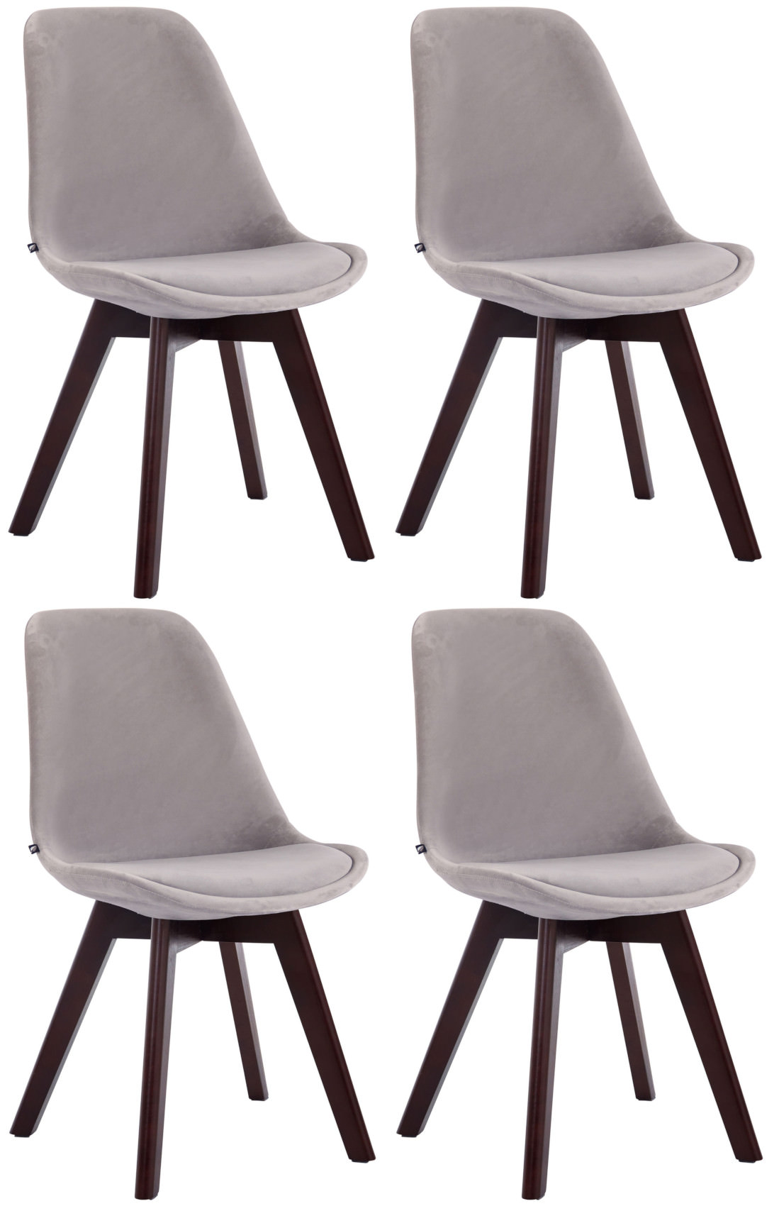 4er Set Besucherstühle Borneo V2 Samt walnuss, grau
