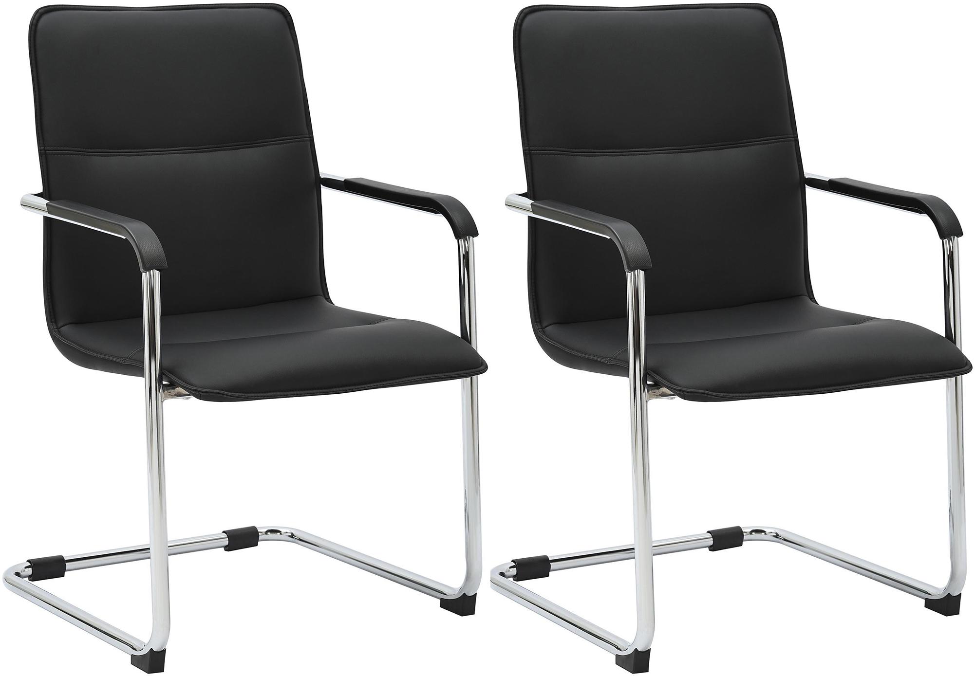 2er Set Besucherstuhl Seattle, schwarz