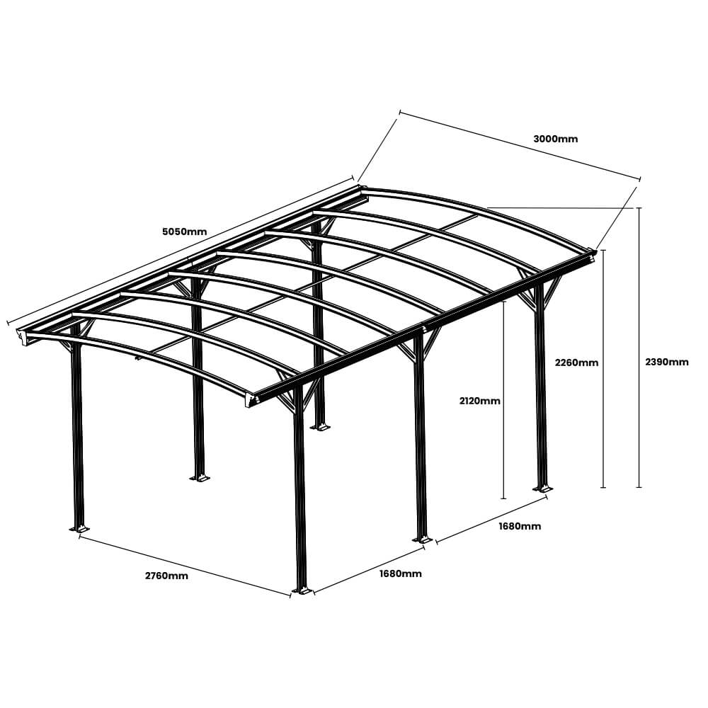 Design Carport FALO - 505 x 300 cm Weiß