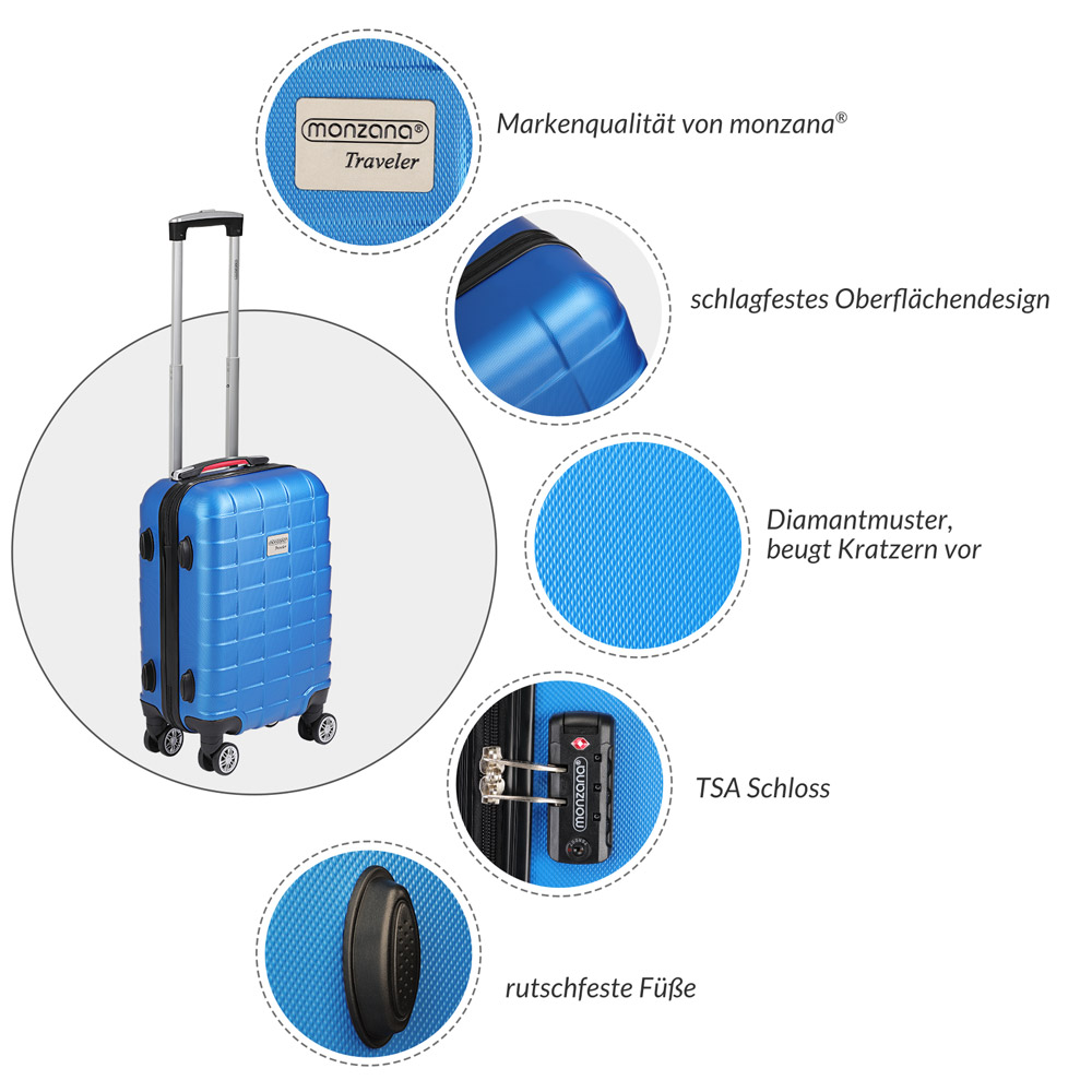 Hartschalenkoffer XL Rollen 360º Reisekoffer 105L Blau ABS