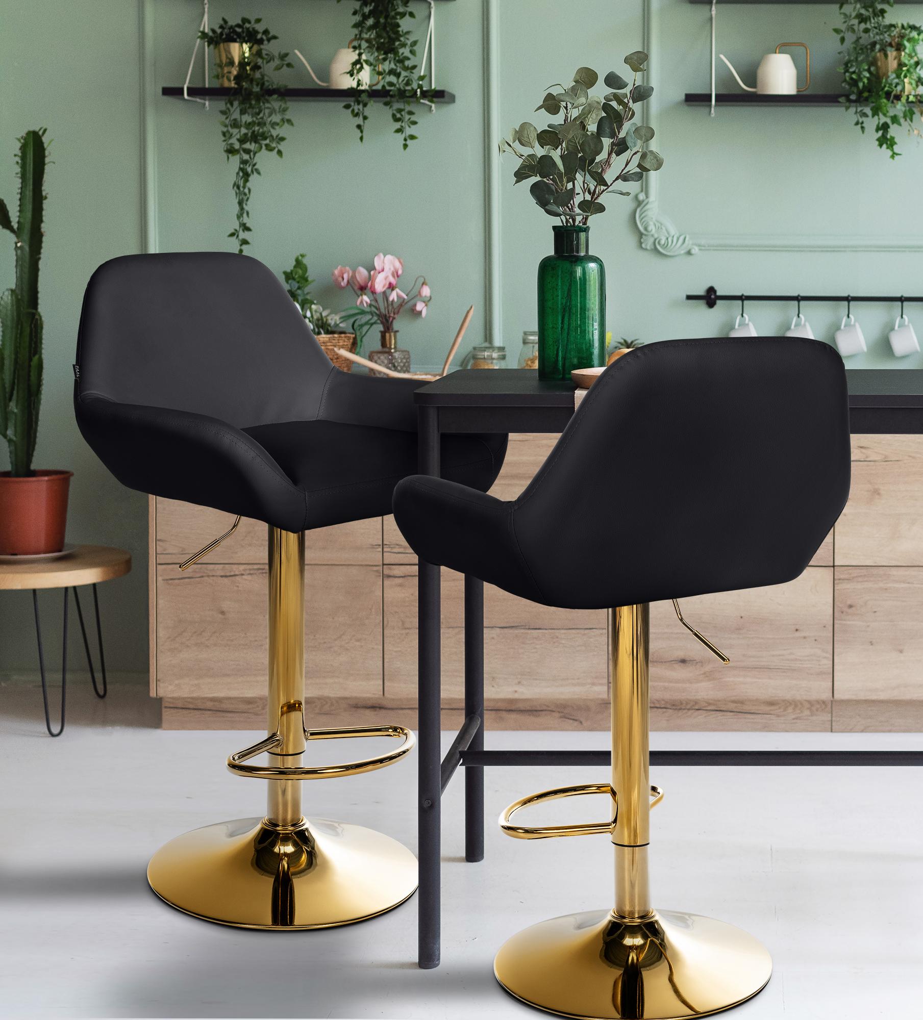 Barhocker Braga Gold Kunstleder, schwarz