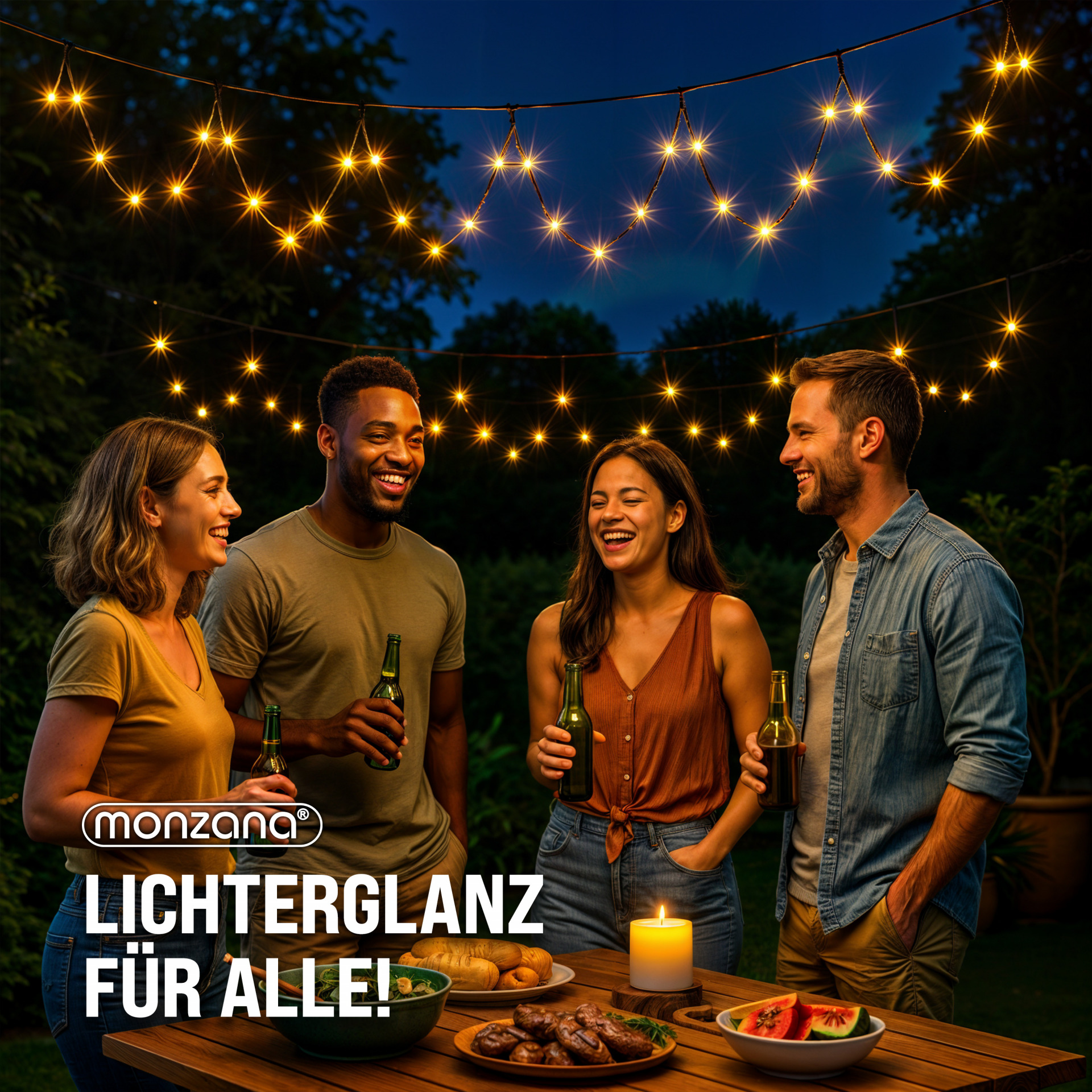 Lichterkette Weihnachten Warmweiß 60m transparent Fernbedienung