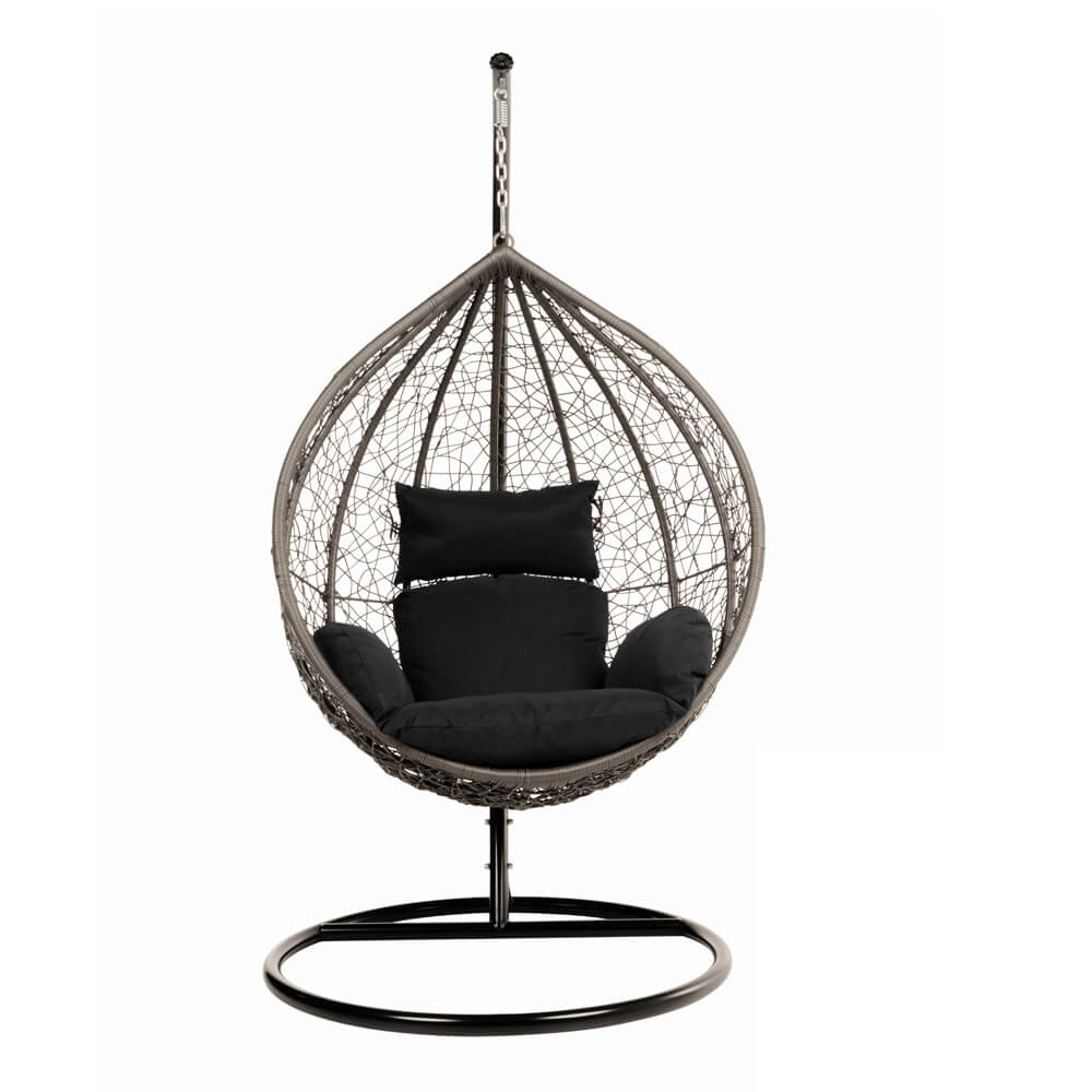 Polyrattan Hängesessel mit Gestell CIELO - Schwarz