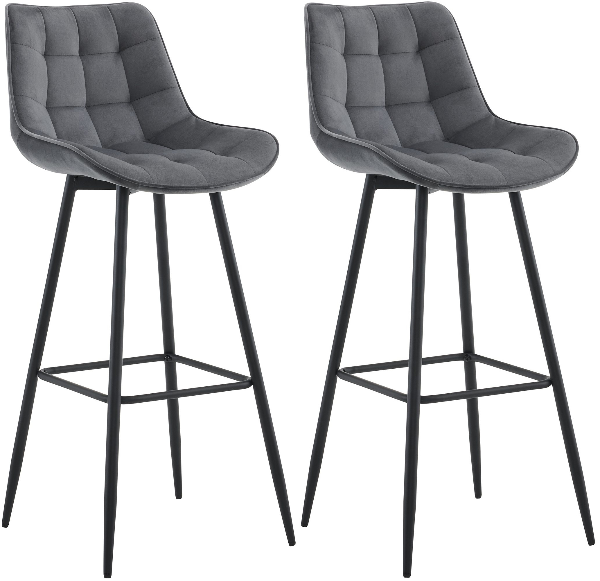 2er Set Barhocker Dartford Samt, dunkelgrau