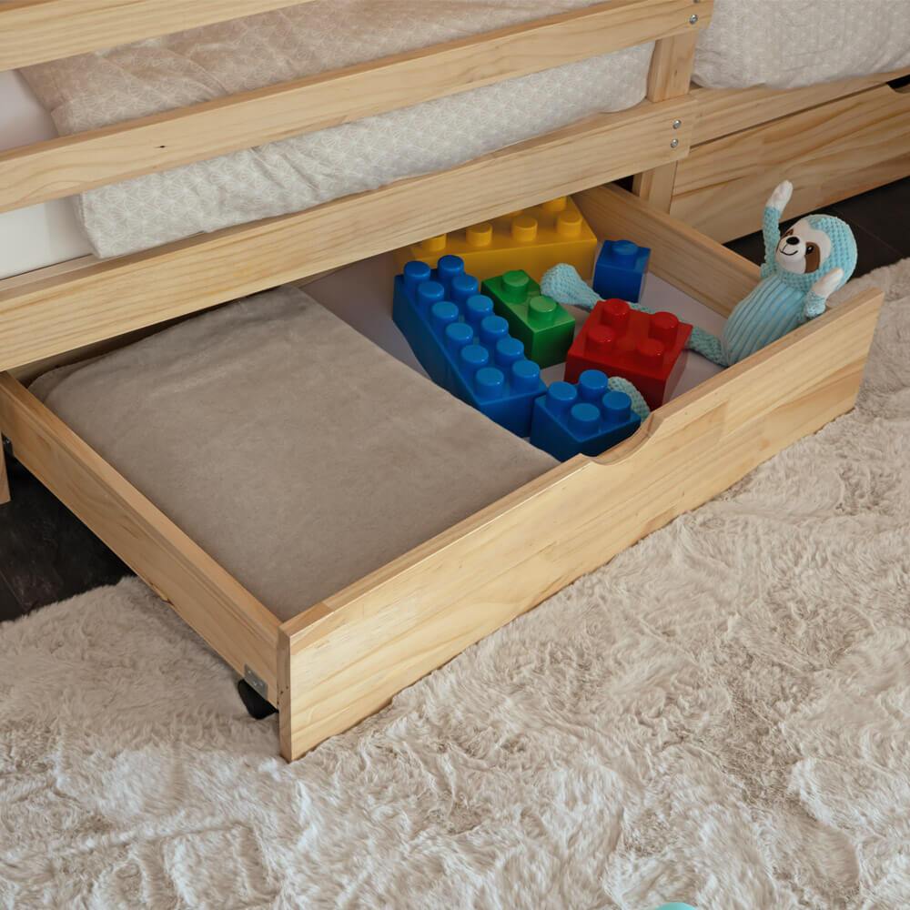 Kinderbett mit Schubladen WOLKENLAND – 90 x 200 cm Natur
