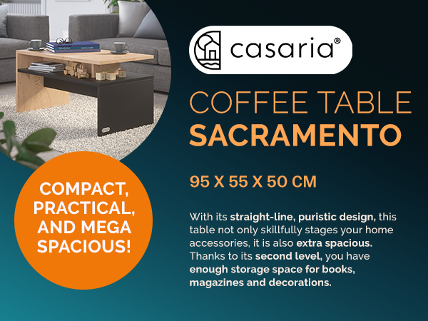 Couchtisch Sacramento Holz/Grau 95x55x50cm