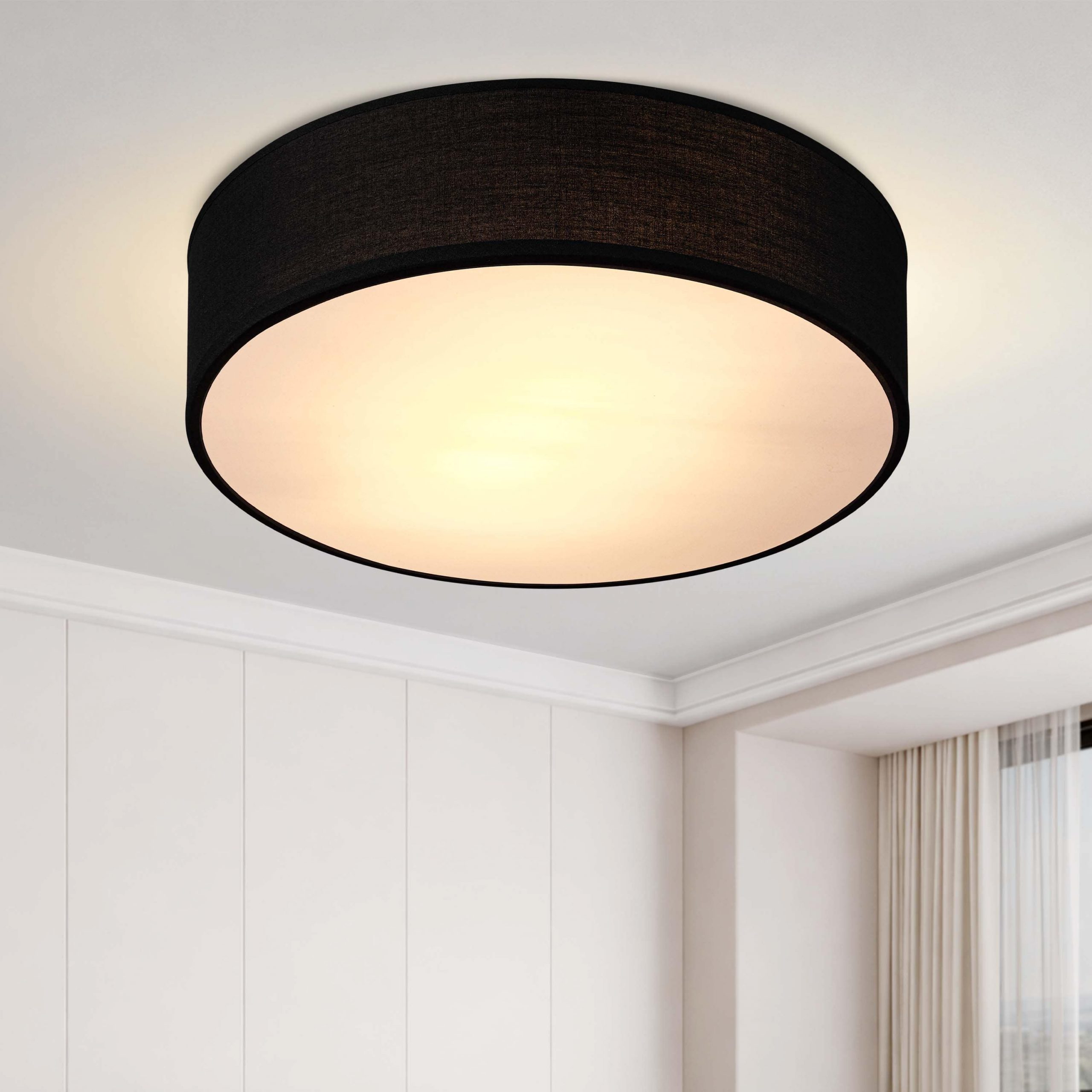 Deckenlampe Schwarz Stoff Ø38cm