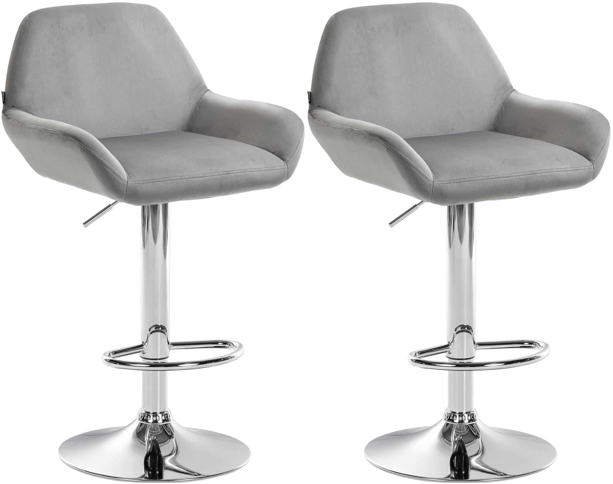 2er Set Barhocker Braga Samt chrom, grau