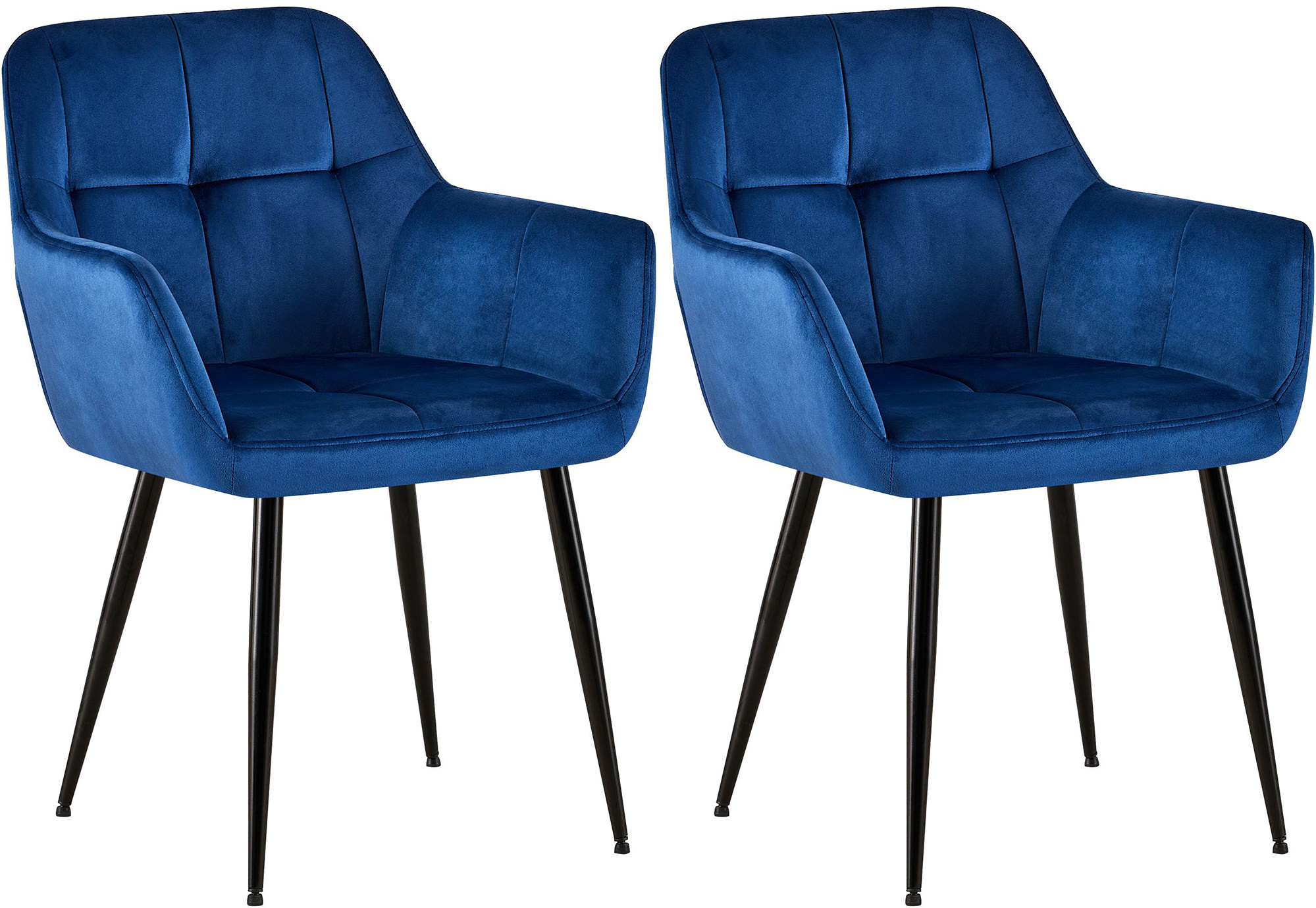 2er Set Esszimmerstuhl Emia Samt, blau