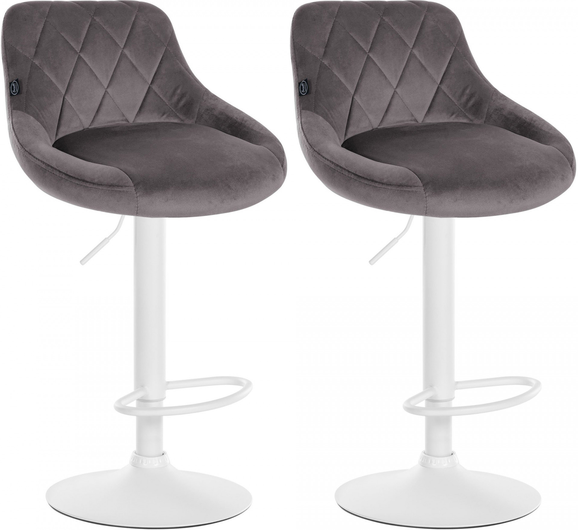 2er Set Barhocker Lazio Samt weiß, grau
