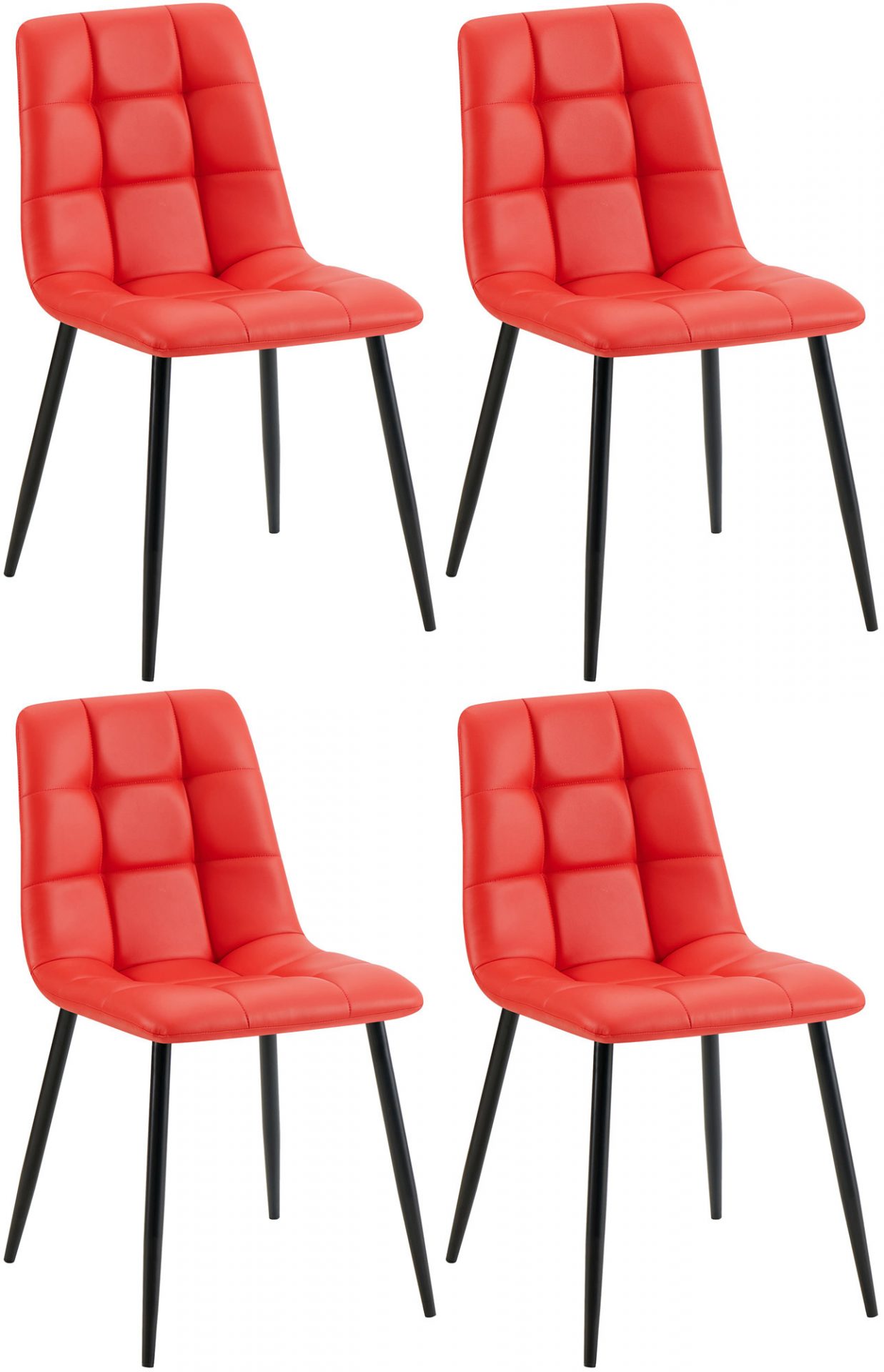 4er Set Esszimmerstuhl Antibes Kunstleder, rot
