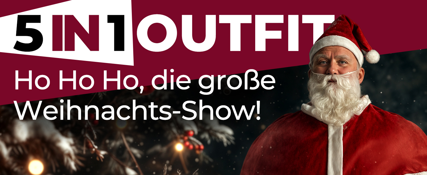Weihnachtsmann-Kostüm 5-tlg
