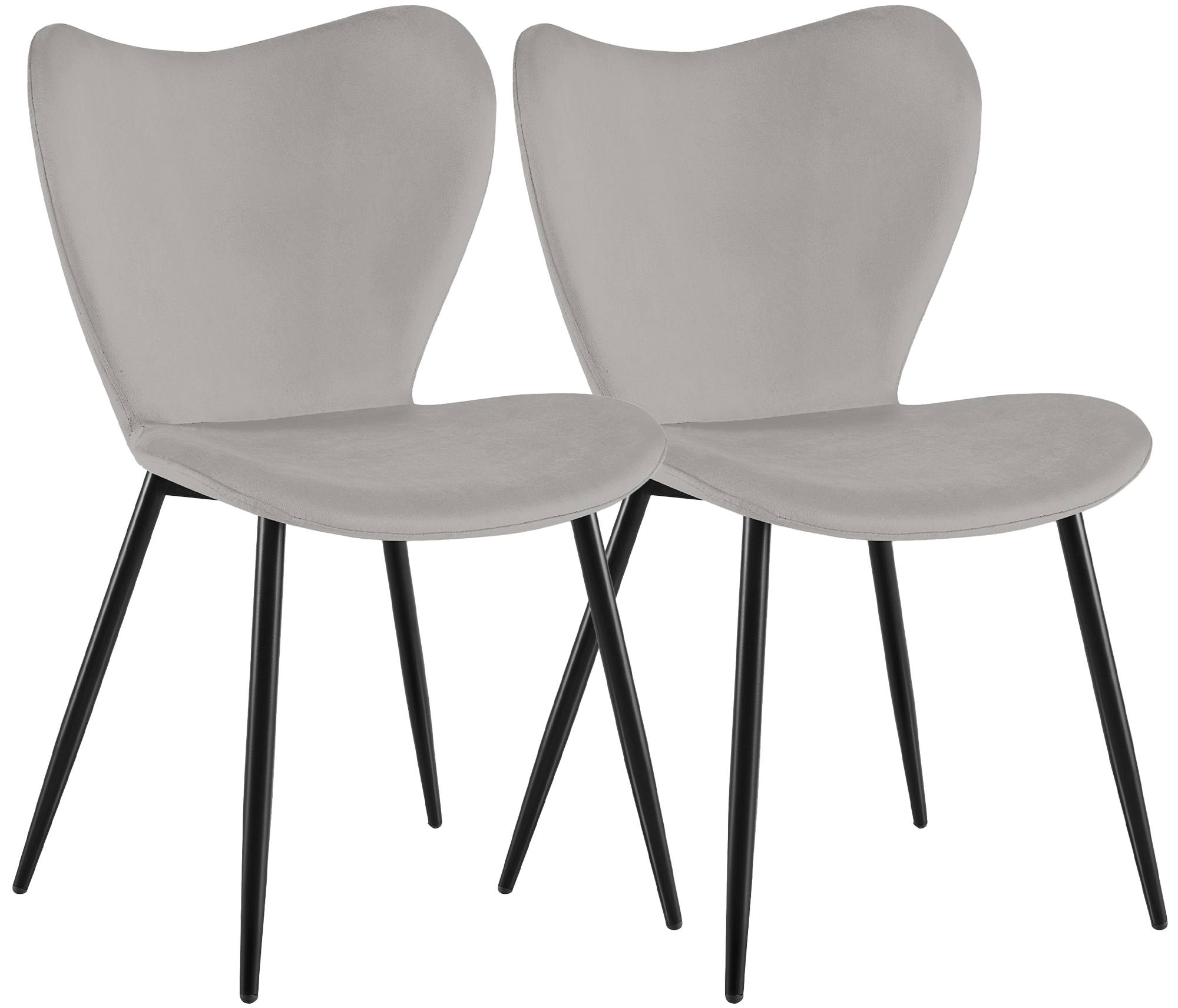 2er Set Esszimmerstuhl Maika Samt, grau