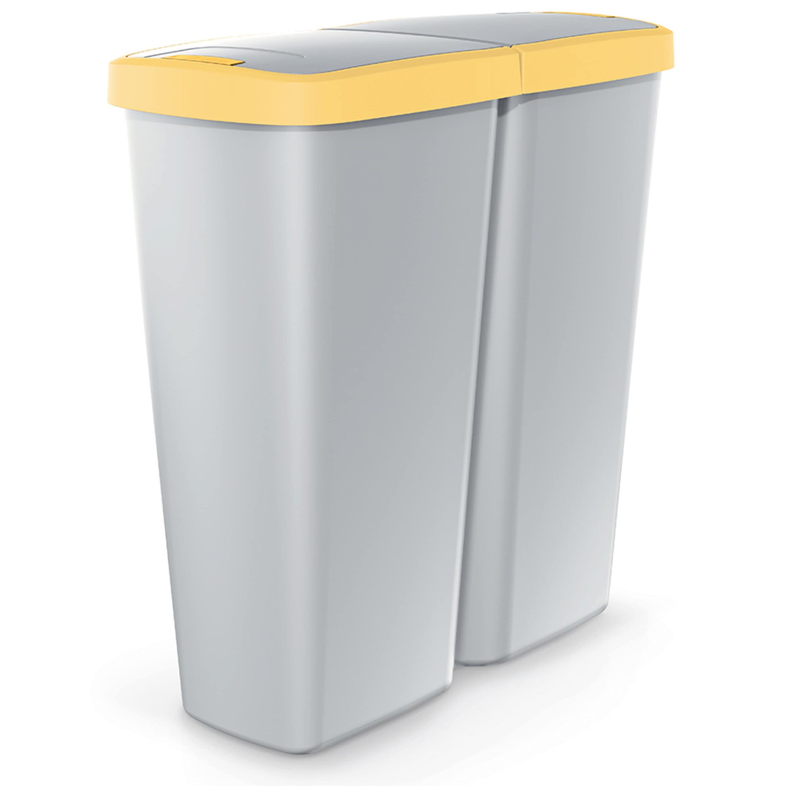 Mülleimer Duo Grau/Gelb 50L 55x25x57cm